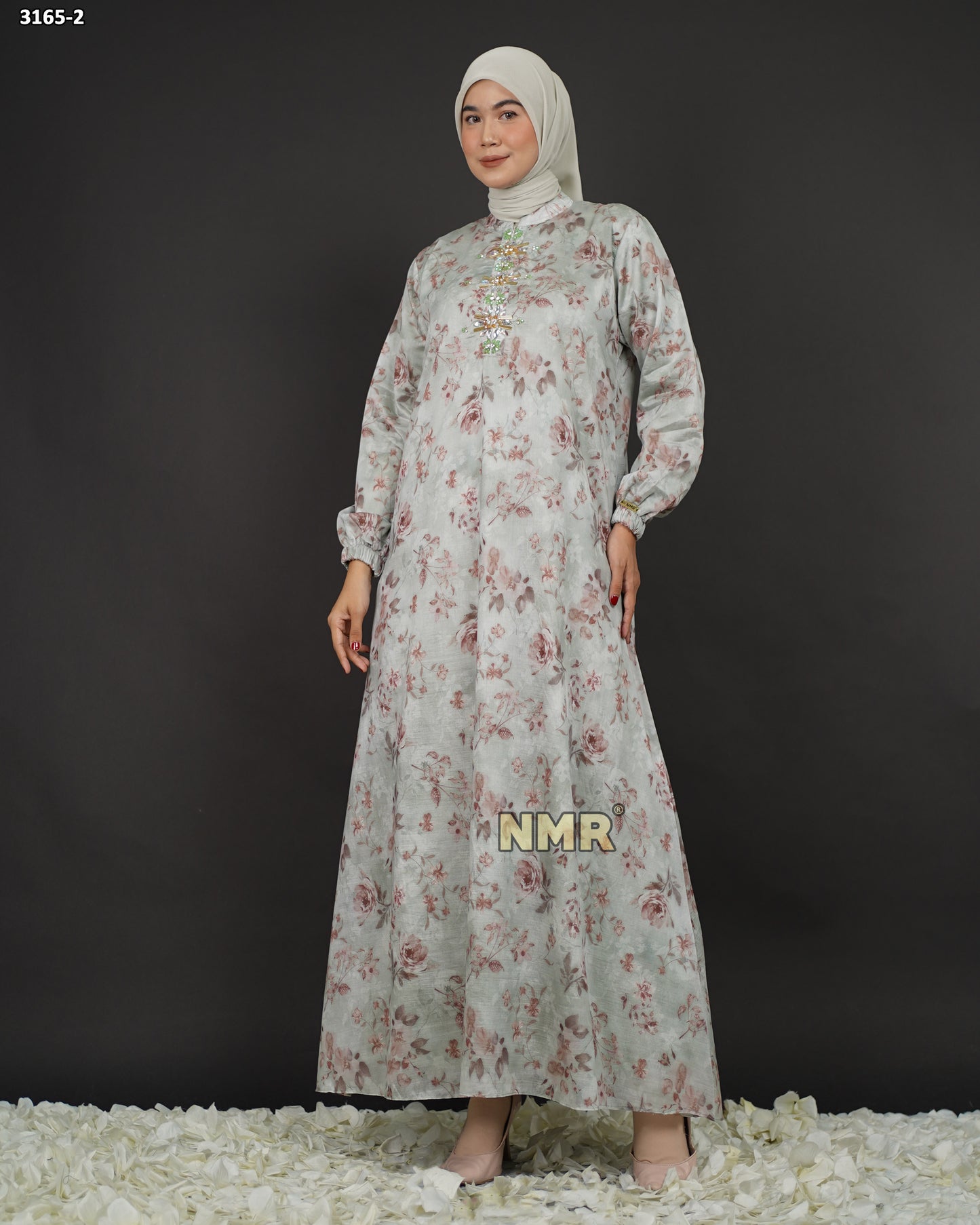 NMR Gamis Tencil Print + Payet Swarozski Vol 3165