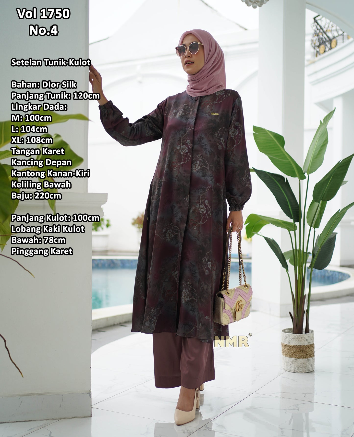 NMR Setelan Kulot Armany Silk Tunik Diir Silk Vol 1750-4