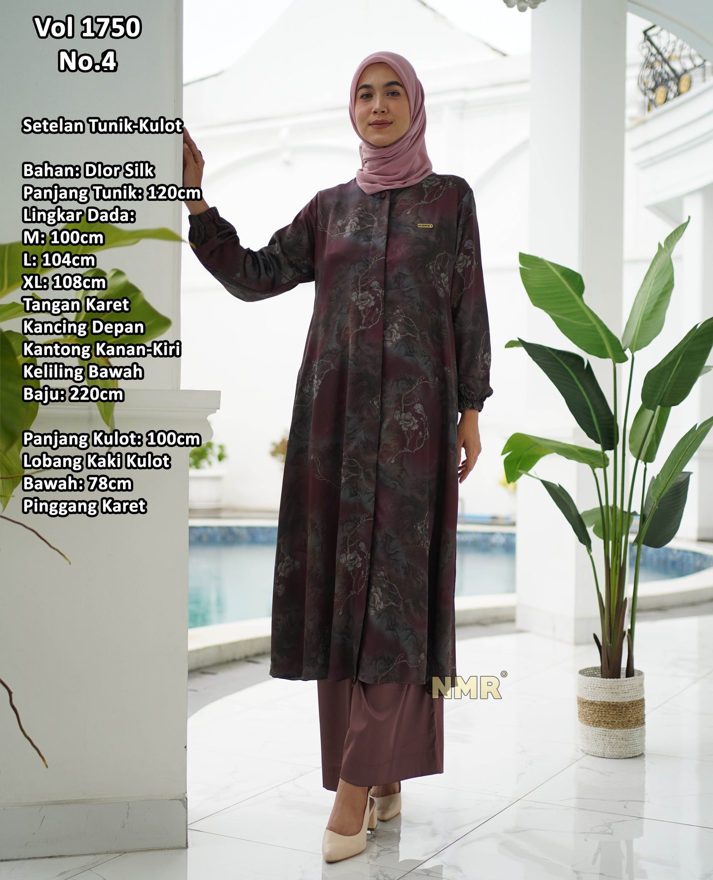 NMR Setelan Kulot Armany Silk Tunik Diir Silk Vol 1750-4