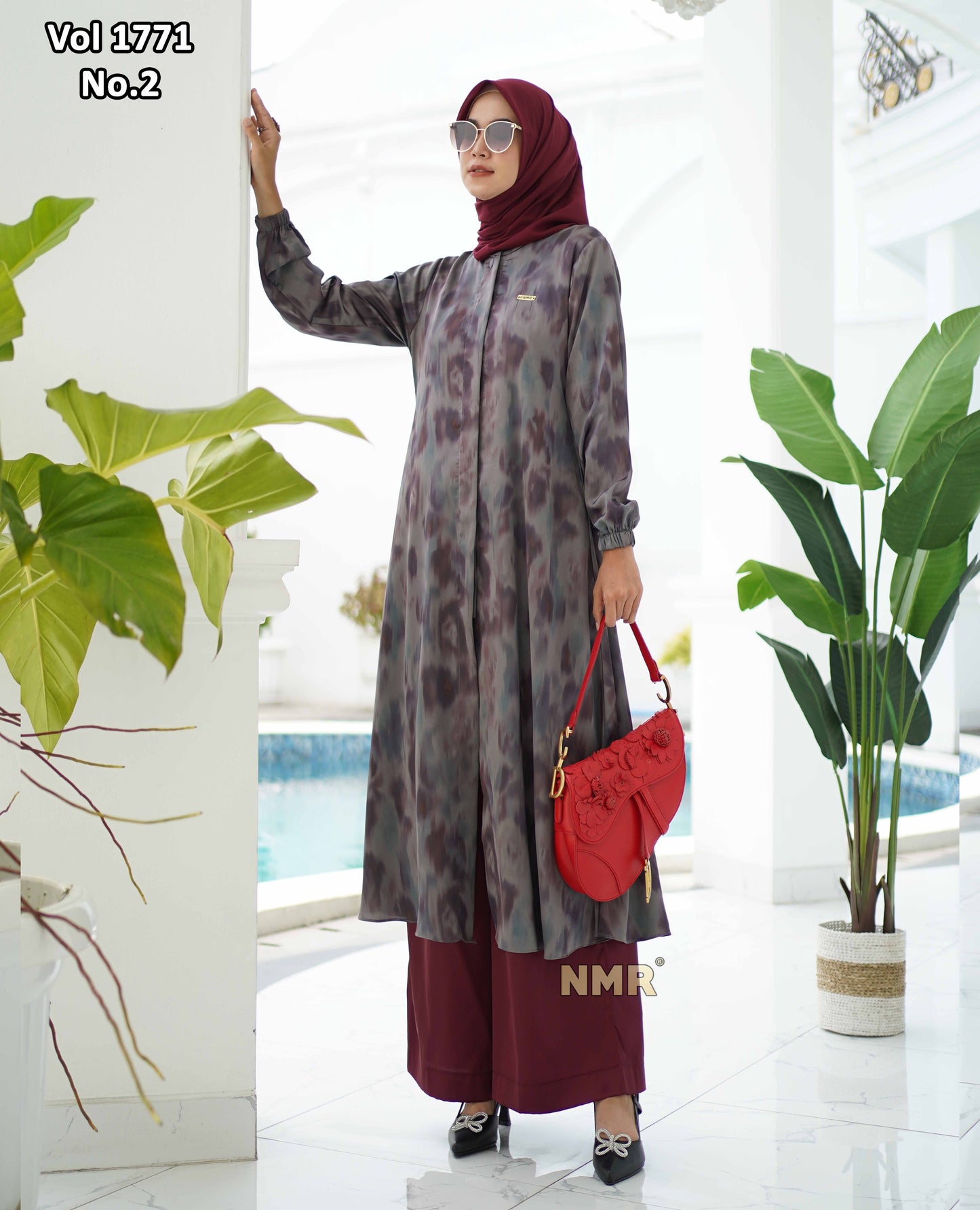 NMR Setelan Kulot Silk Tunik Hermss Dirr Vol 1771-2