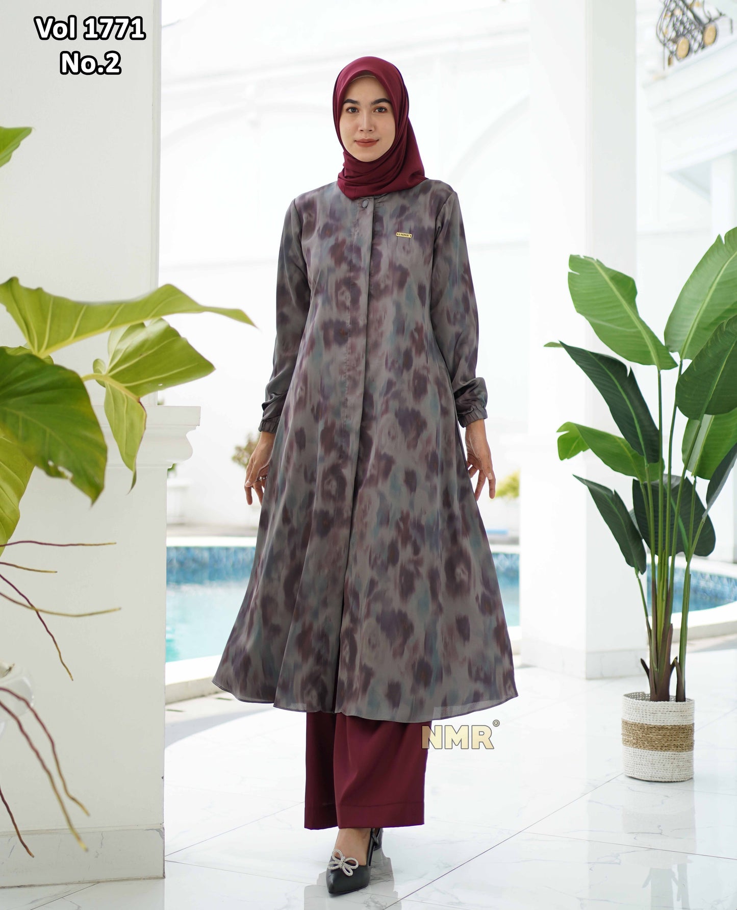NMR Setelan Kulot Silk Tunik Hermss Dirr Vol 1771-2