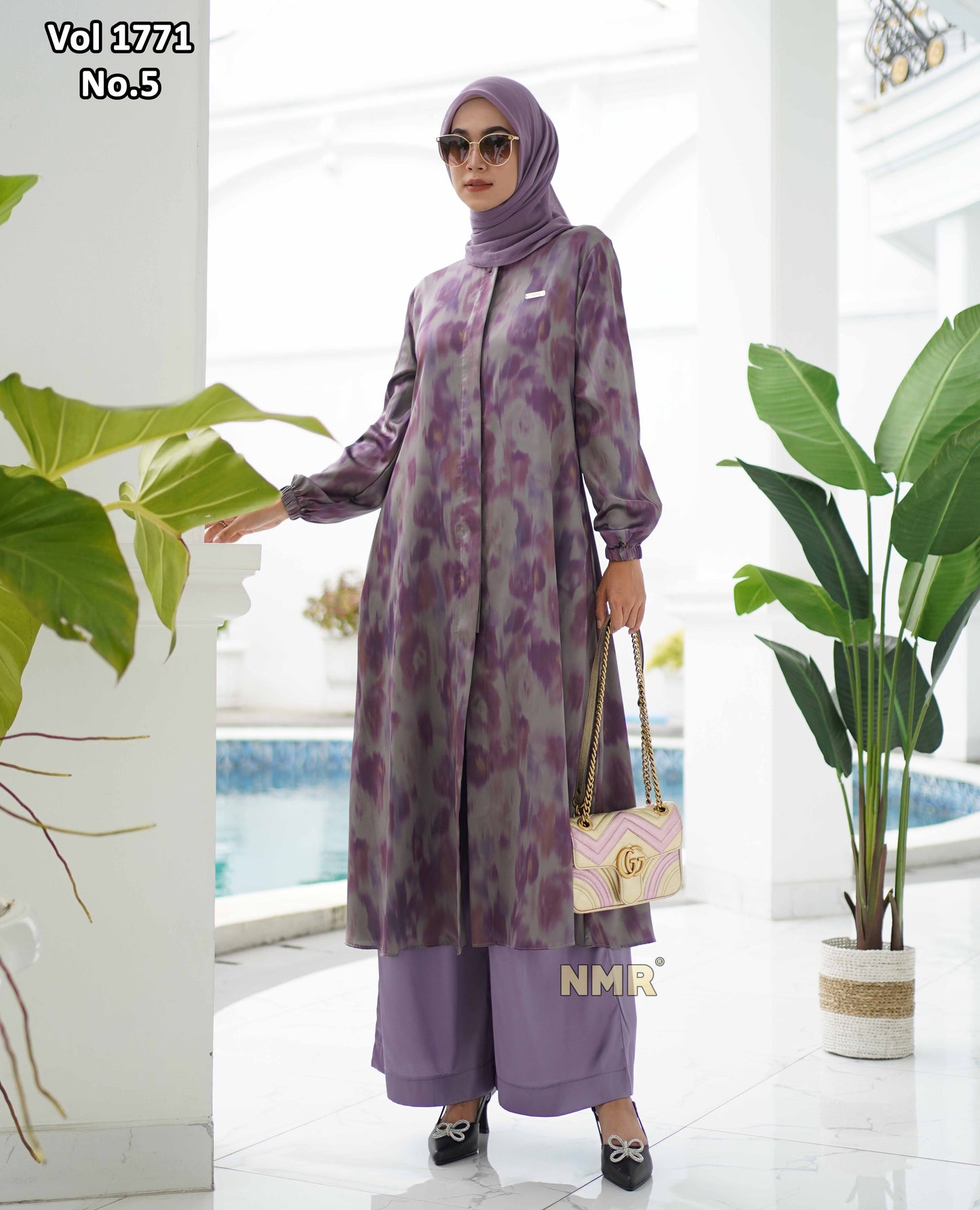NMR Setelan Kulot Silk Tunik Hermss Dirr Vol 1771-5