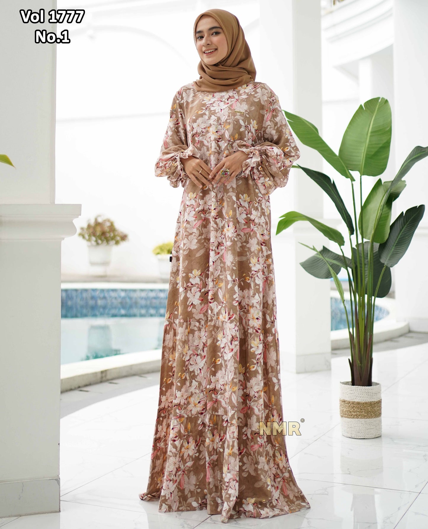 NMR Gamis Kerut Crespo Print Vol 1777-1