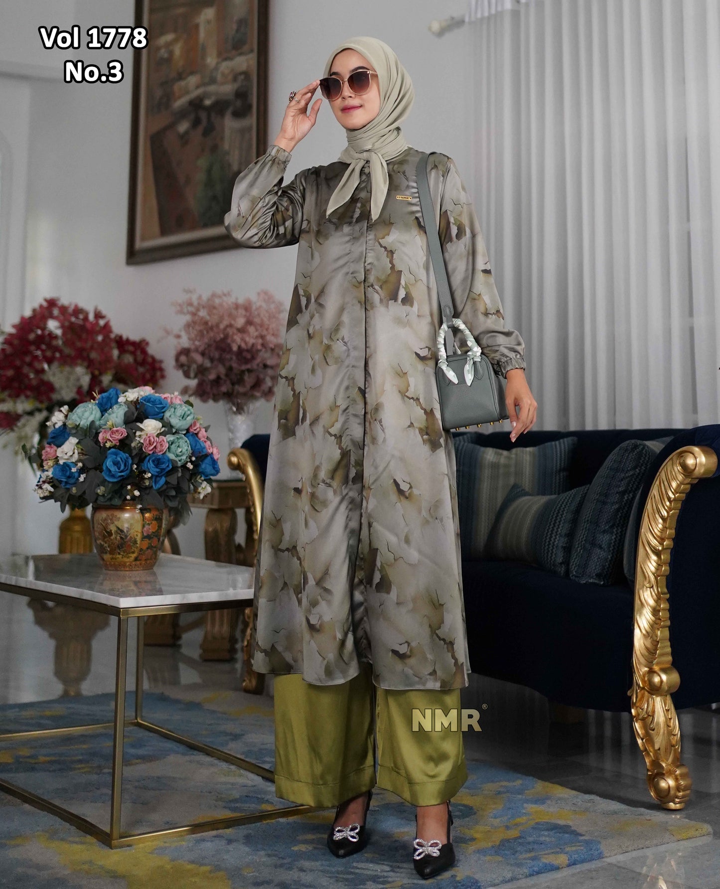 NMR Setelan Kulot Silk Tunik Hermss Diir Vol 1778-3