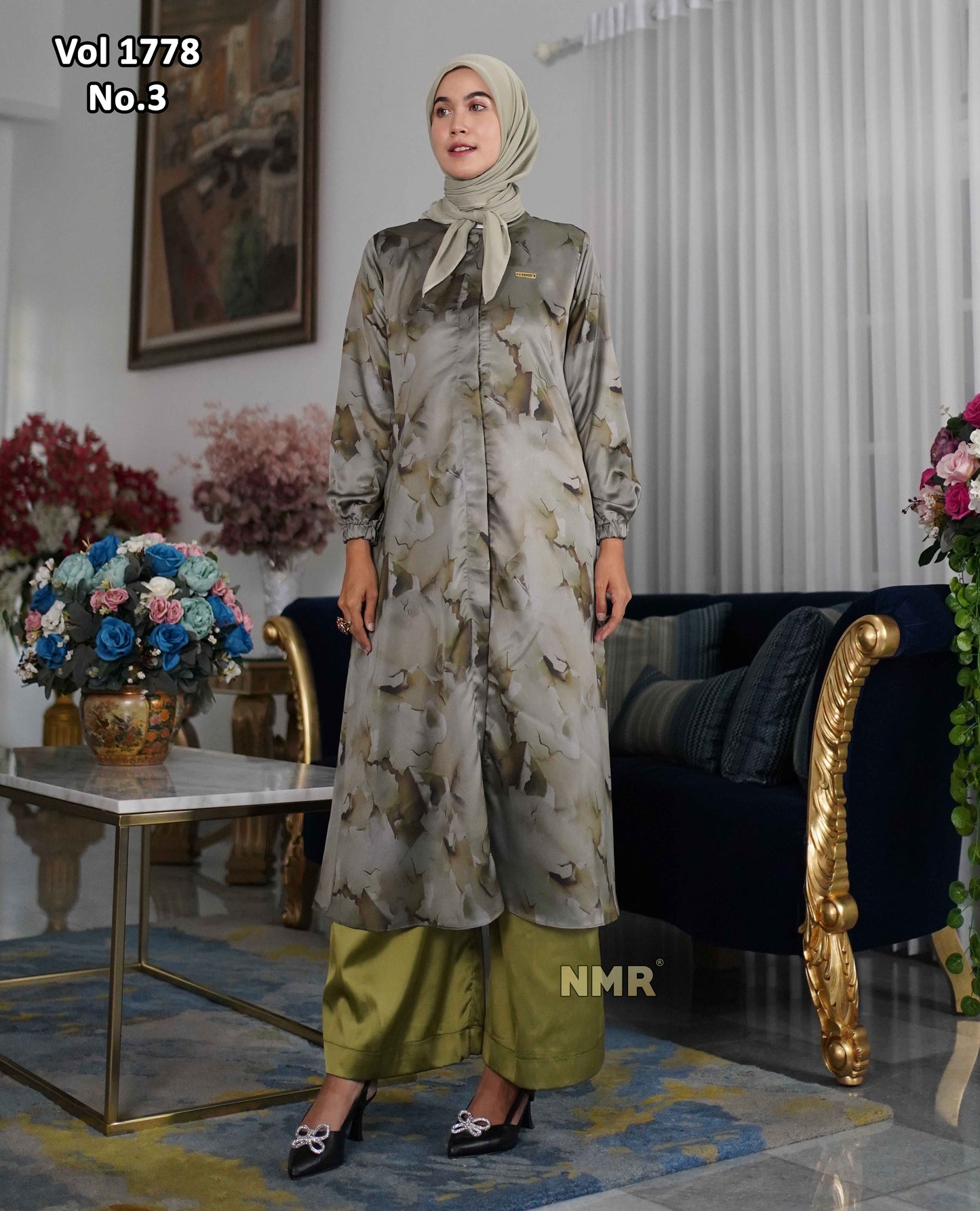 NMR Setelan Kulot Silk Tunik Hermss Diir Vol 1778-3