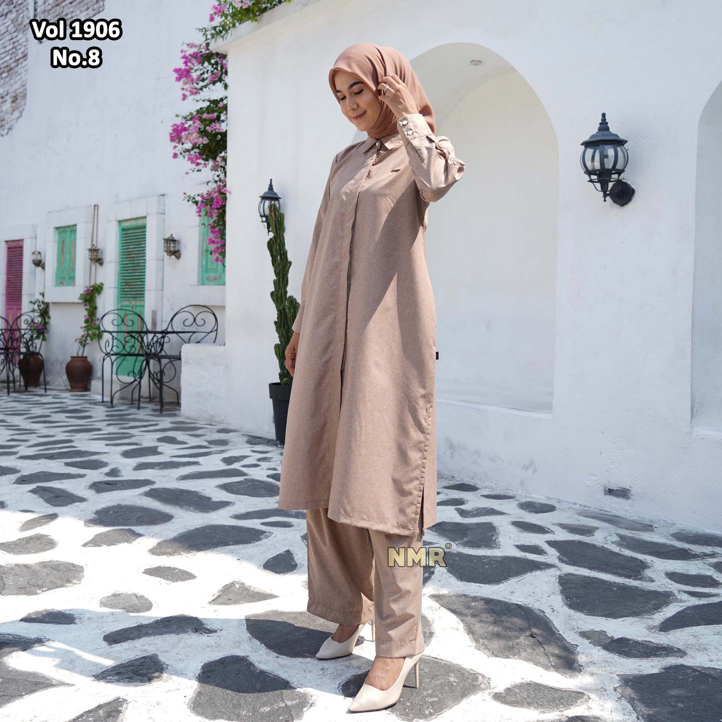 NMR Setelan Kulot Tunik Linen Plain Vol 1906-8