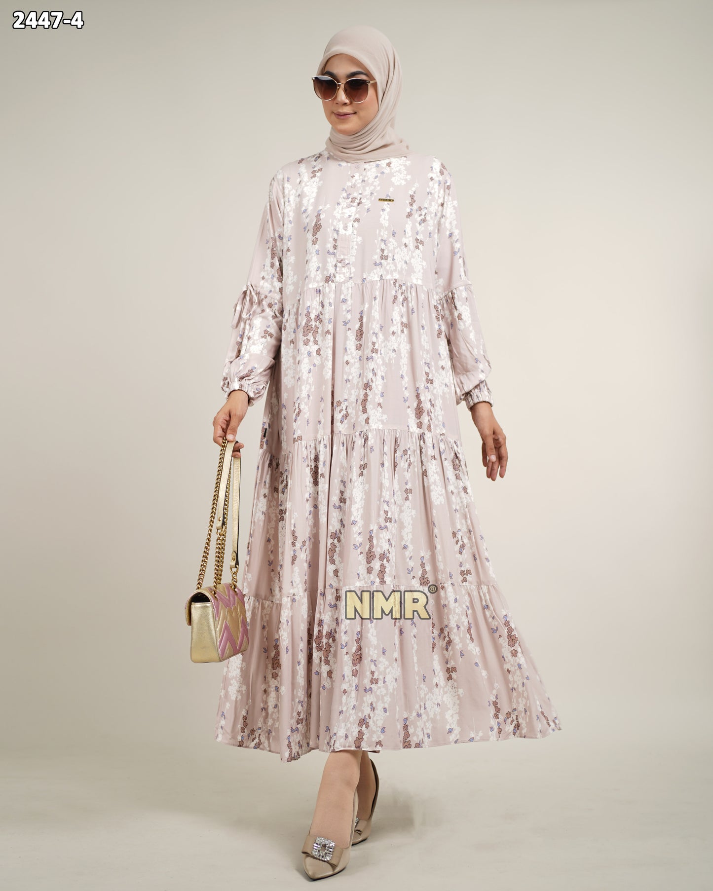 NMR Midi Dress Rayon Viscose Kerut Vol 2447-4