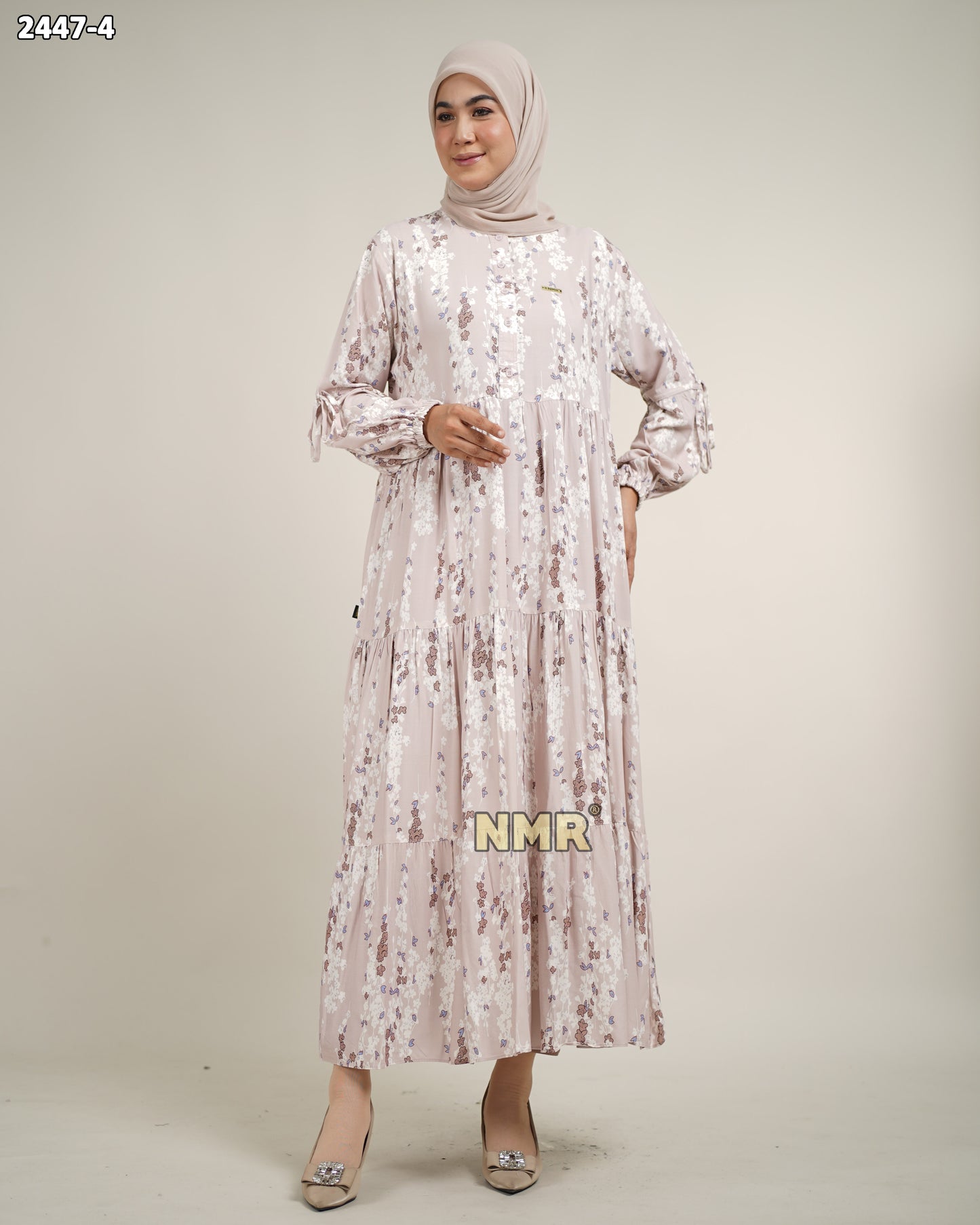 NMR Midi Dress Rayon Viscose Kerut Vol 2447-4