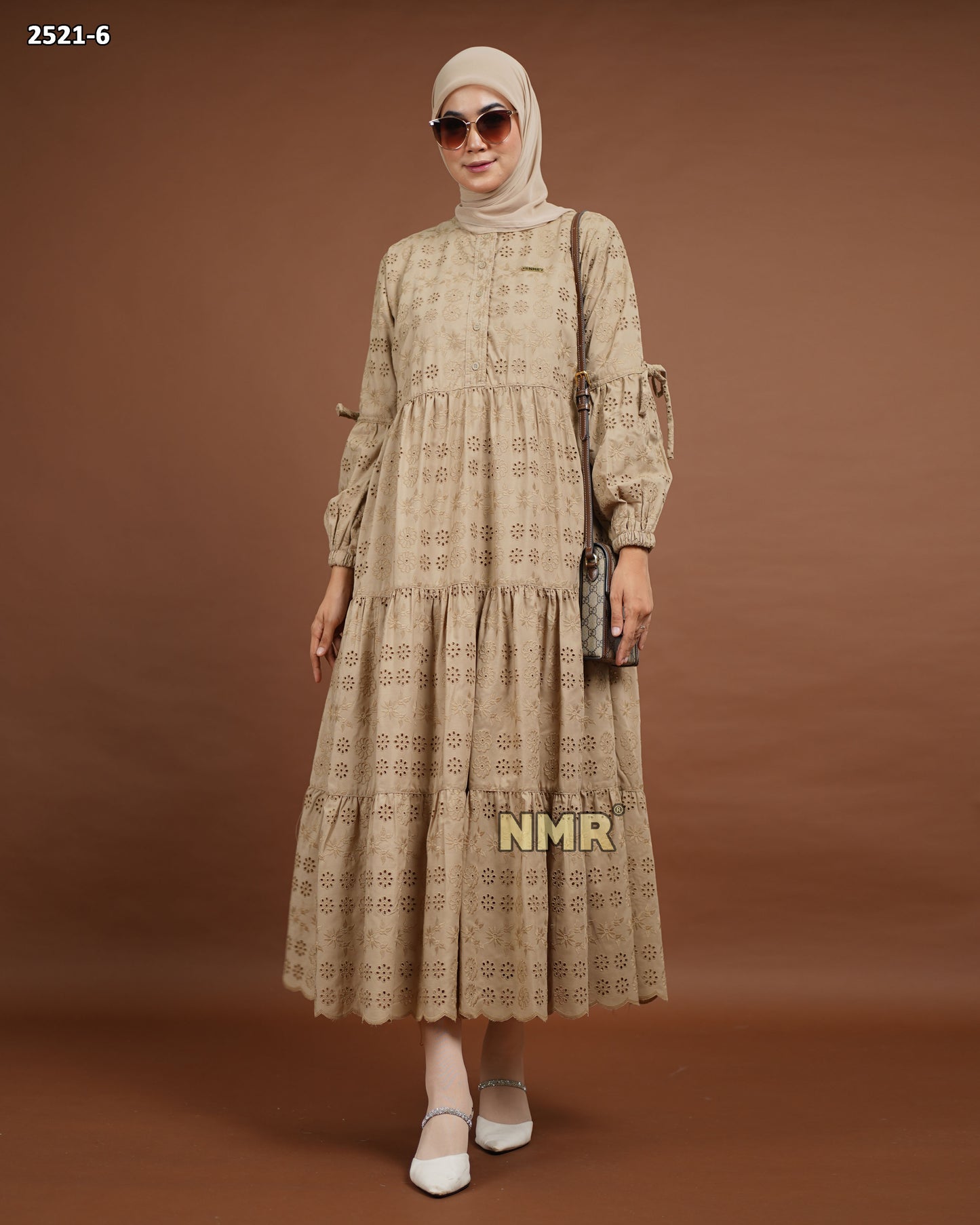 NMR Midi Dress Katun Bordir Bolong Vol 2521-6