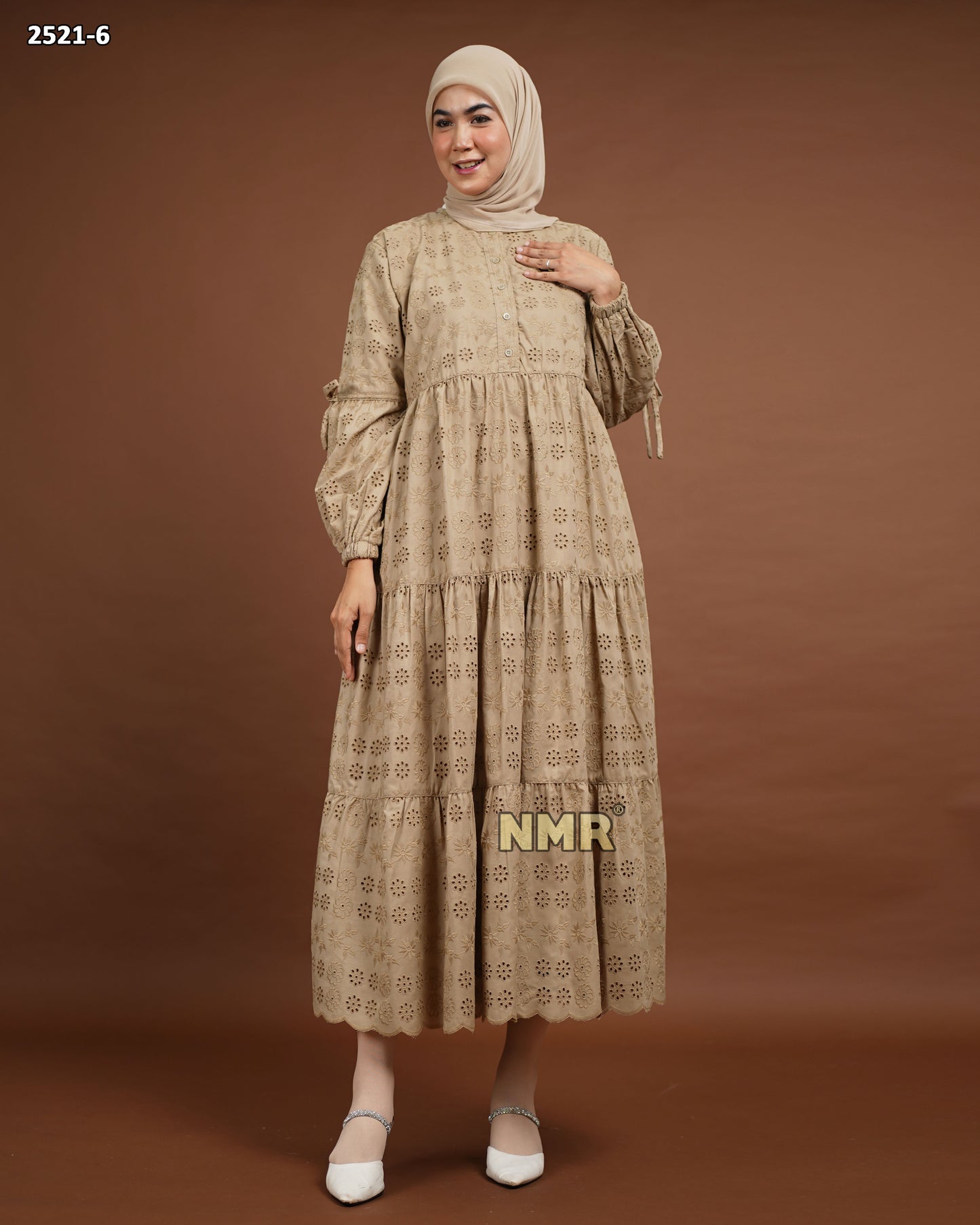 NMR Midi Dress Katun Bordir Bolong Vol 2521-6