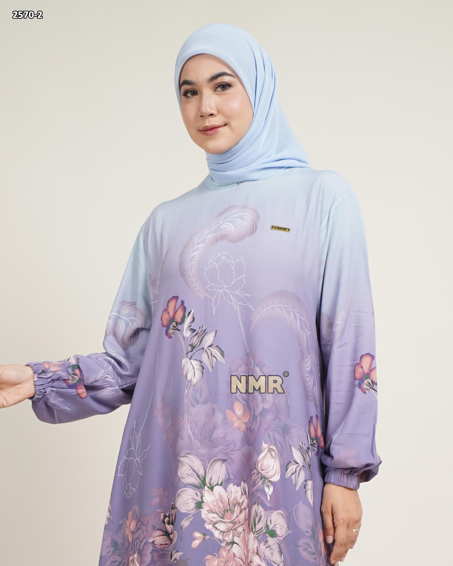 NMR Gamis Viscose Rayon Print Vol 2570-2(kerah sanghai)