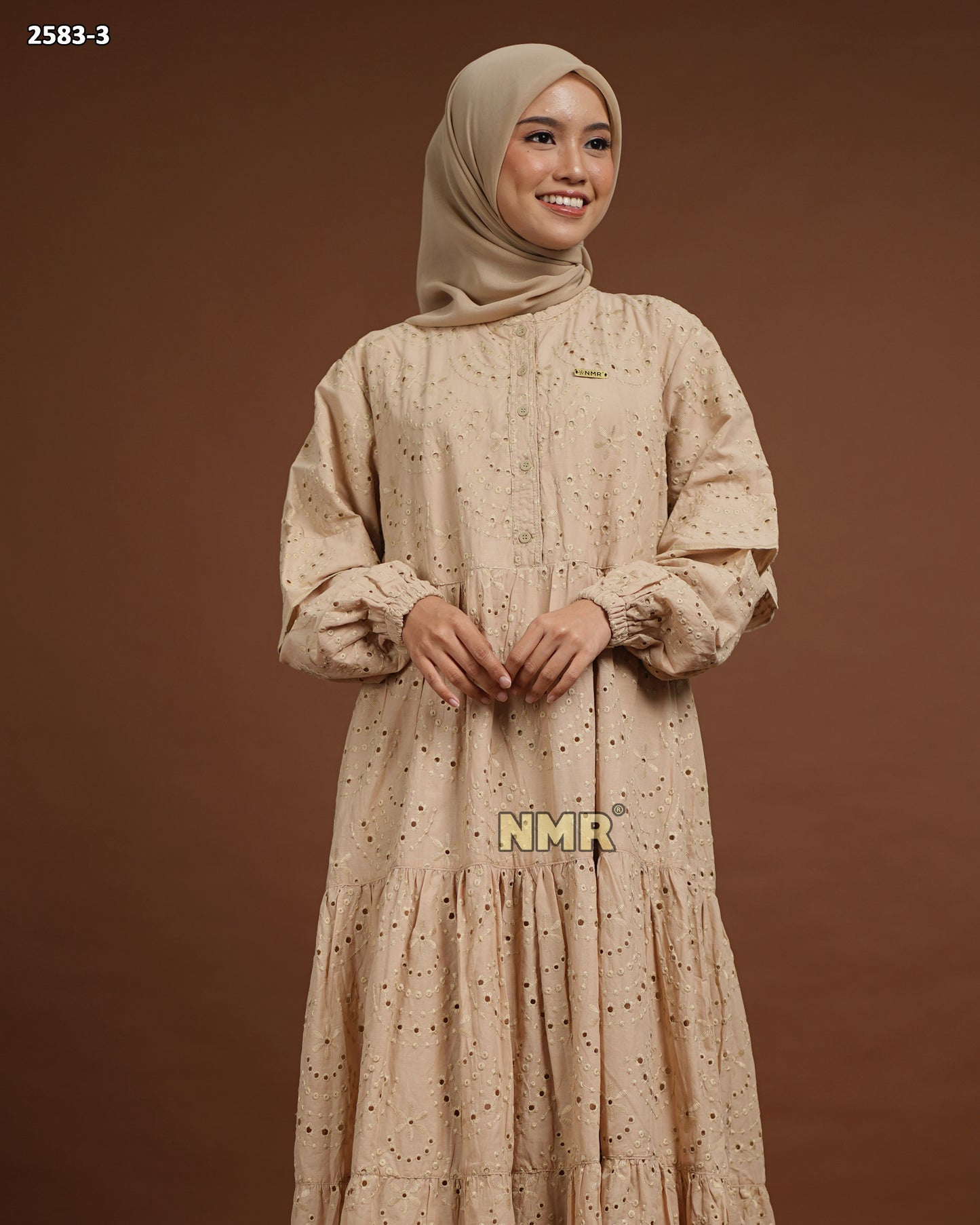 NMR Midi Dress Katun Bordir Bolong Vol 2583-3