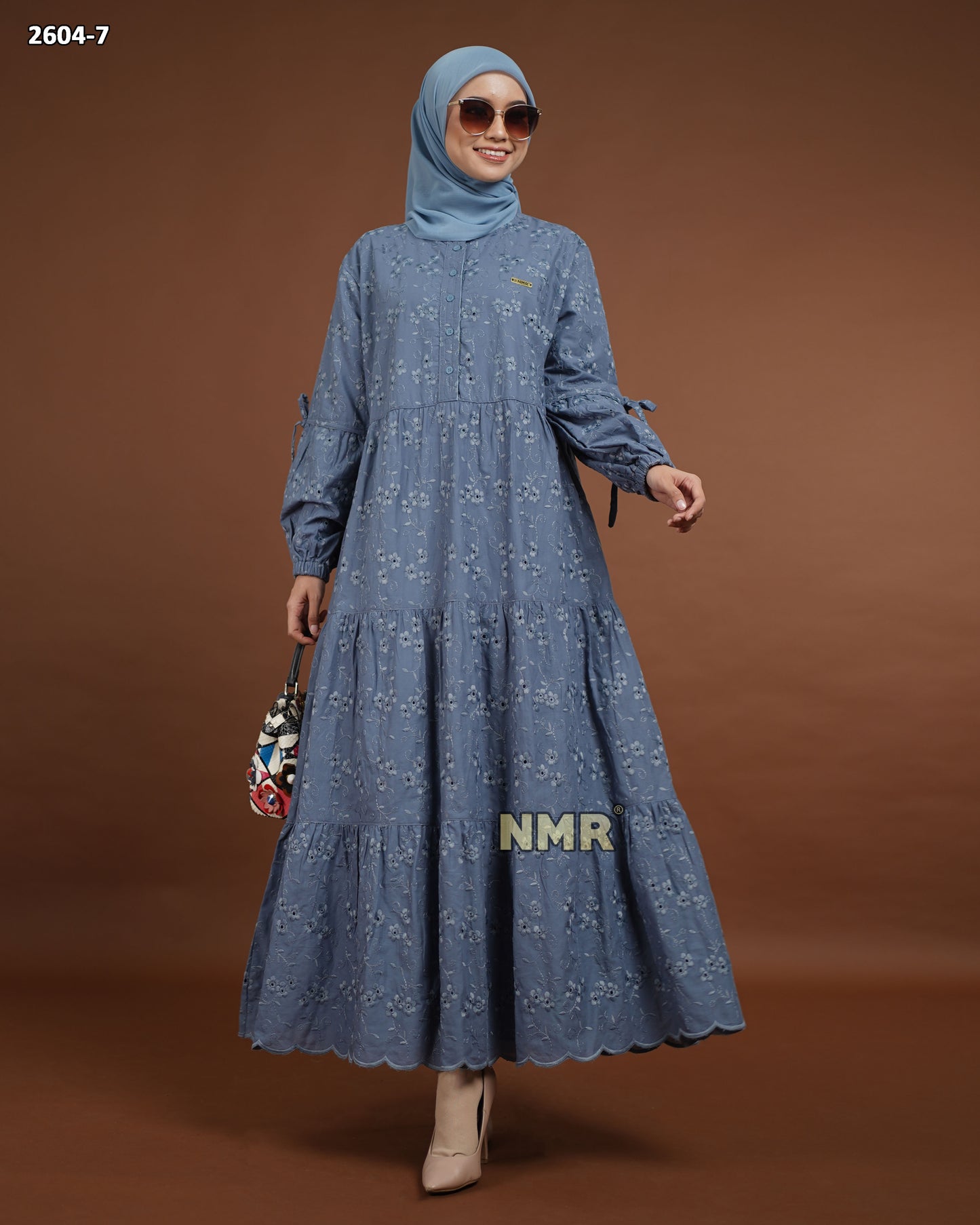 NMR Midi Dress Katun Bordir Bolong Vol 2604-7