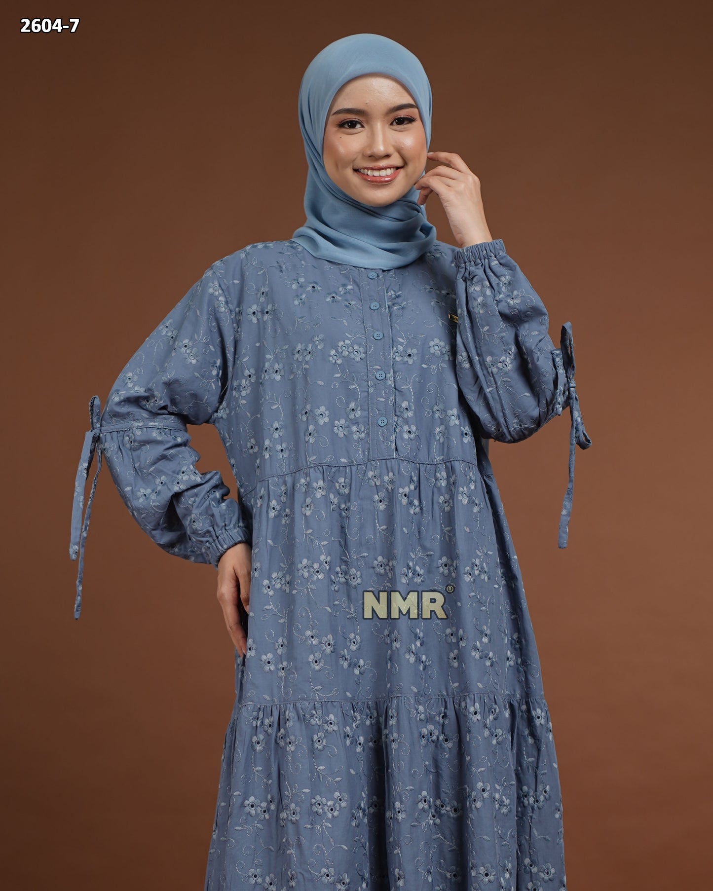 NMR Midi Dress Katun Bordir Bolong Vol 2604-7