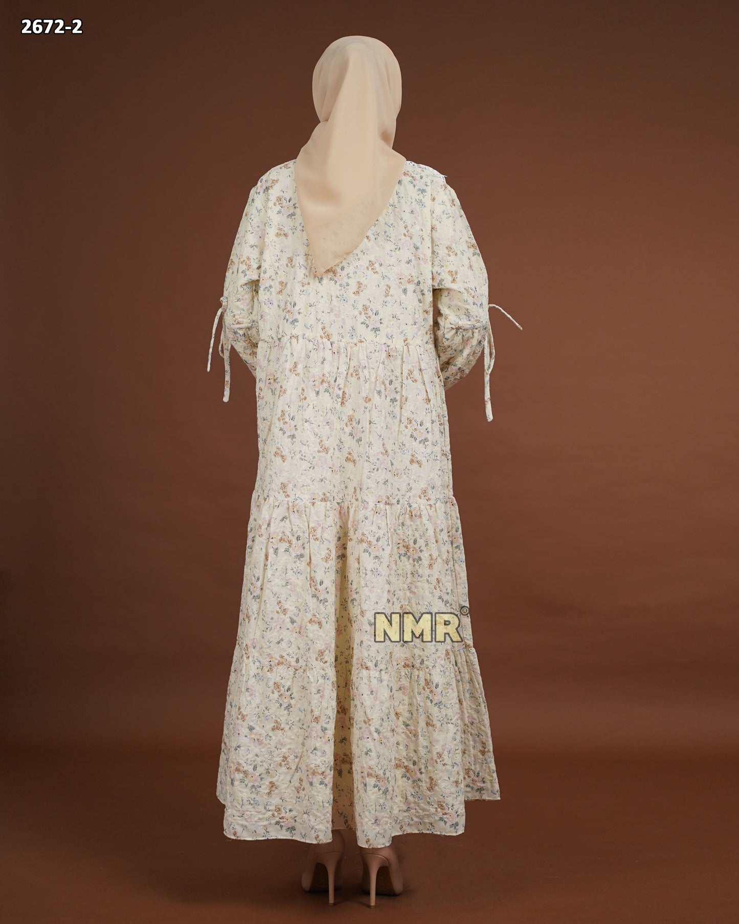 NMR Midi Dress Katun Print Embroidery Kerah Renda Vol 2672-3