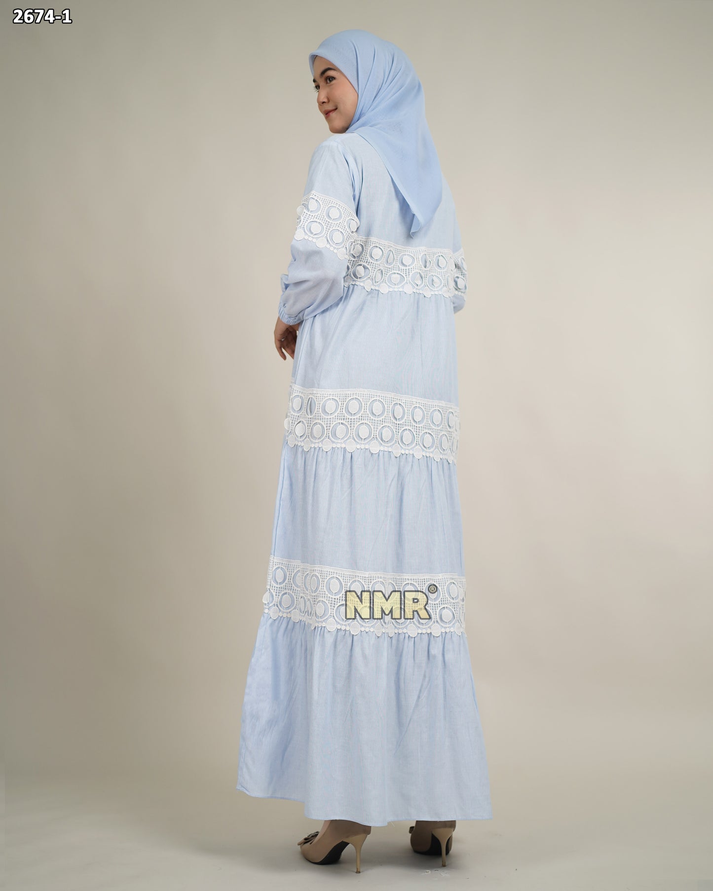 NMR Gamis Katun Salur Kombinasi Renda Vol 2674-1