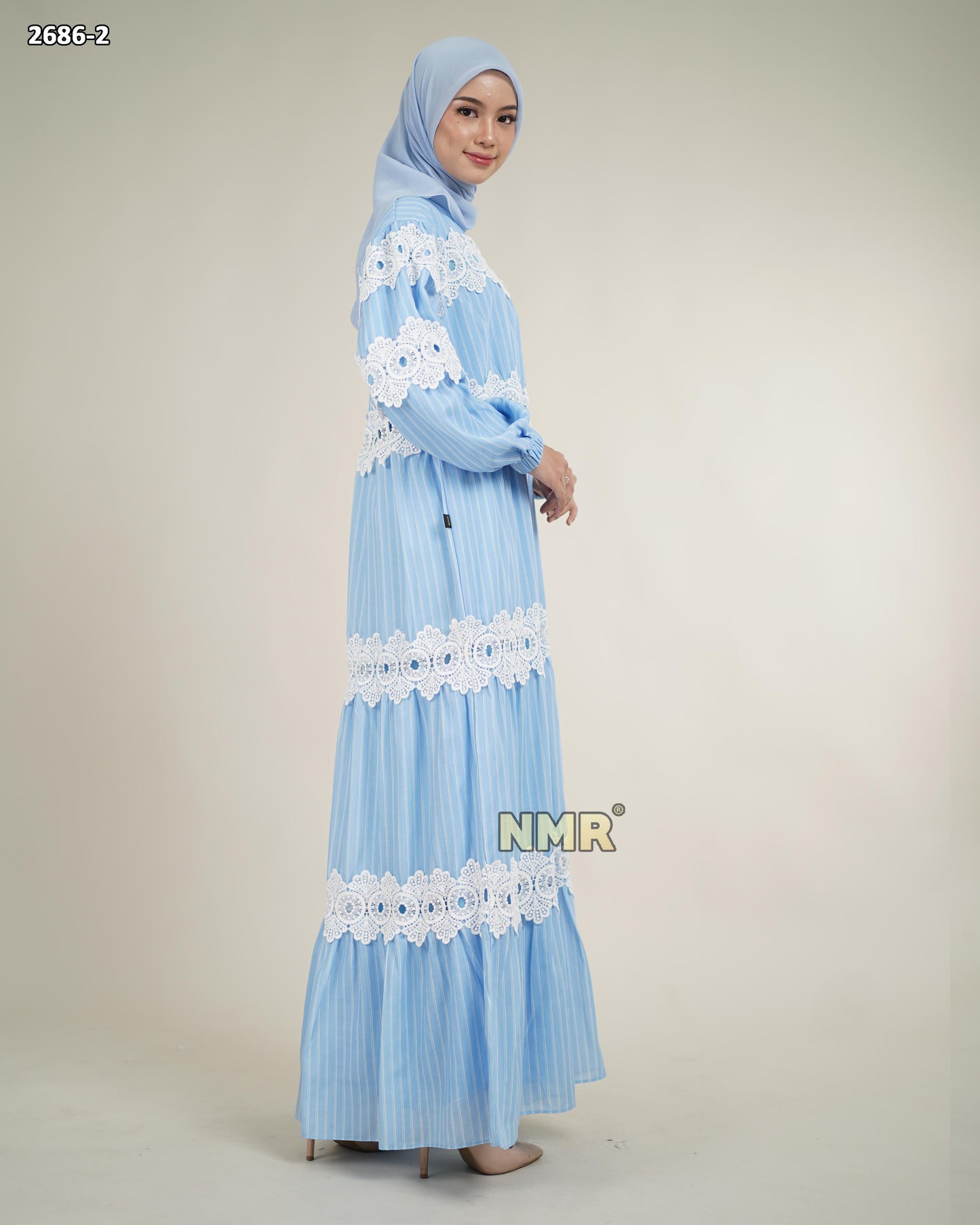 NMR Gamis Katun Salur Kombinasi Renda Vol 2686