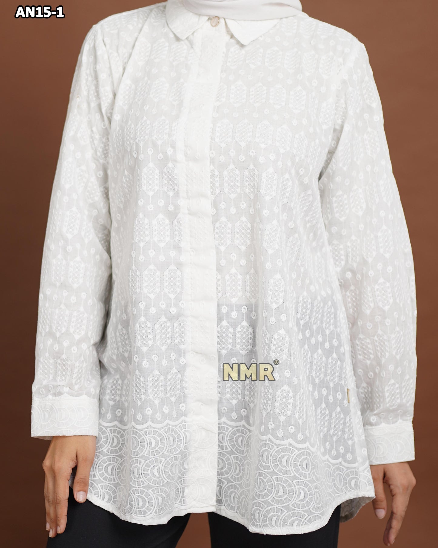 NMR Blouse Katun Bordir AN15-1 (Kerah Kemeja)
