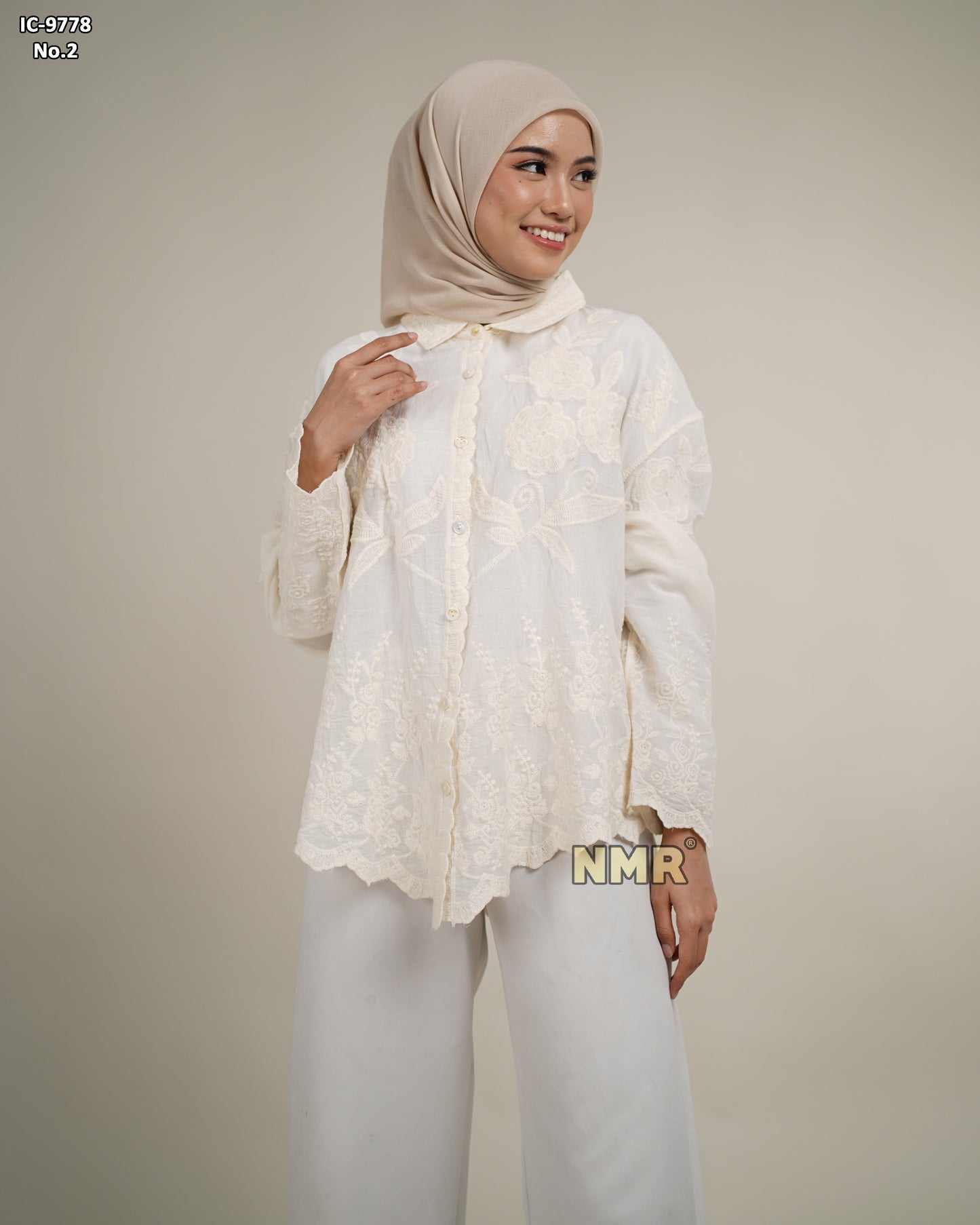NMR Kemeja Blouse Katun Embroidery Import Vol IC-9778 (Kerah Kemeja)