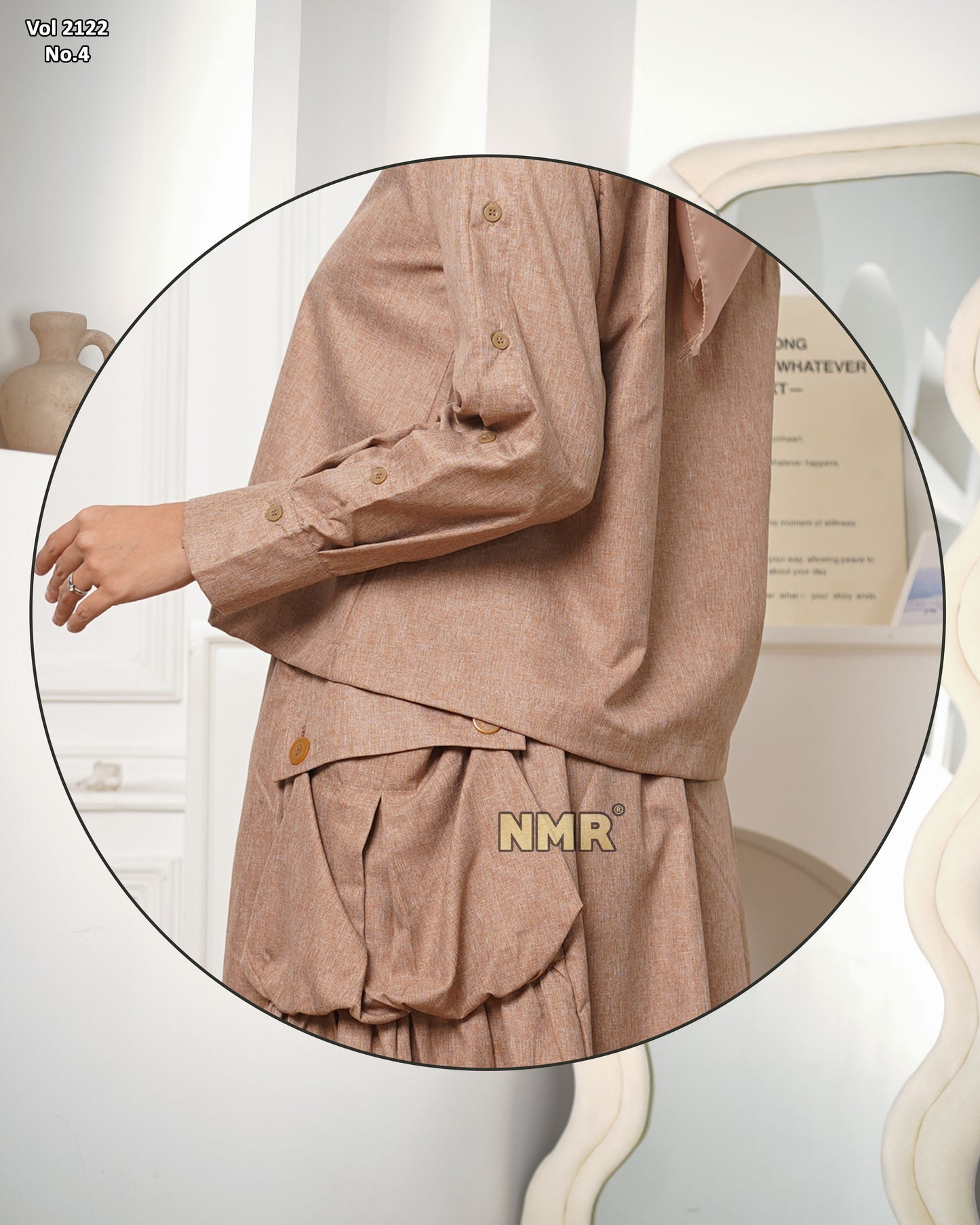 NMR Setelan Rok Linen Plain Vol 2122-4 (Sanghai)