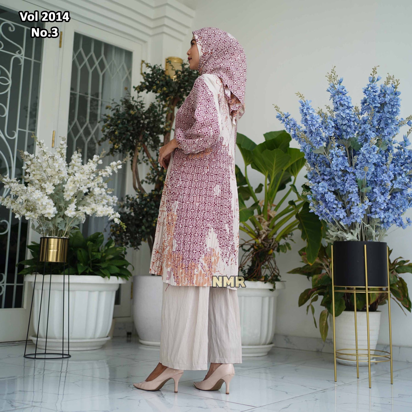 NMR Setelan Celana Kulot Tunik Katun Paris Plisket Vol 2014-3 ( Inc Hijab)
