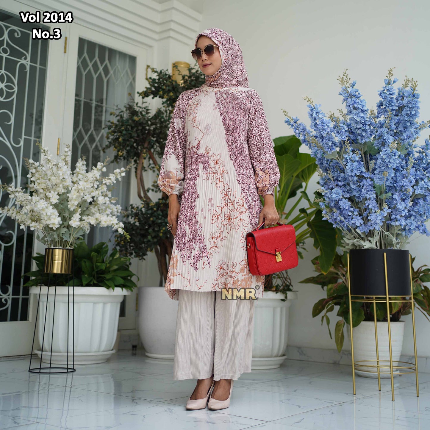 NMR Setelan Celana Kulot Tunik Katun Paris Plisket Vol 2014-3 ( Inc Hijab)