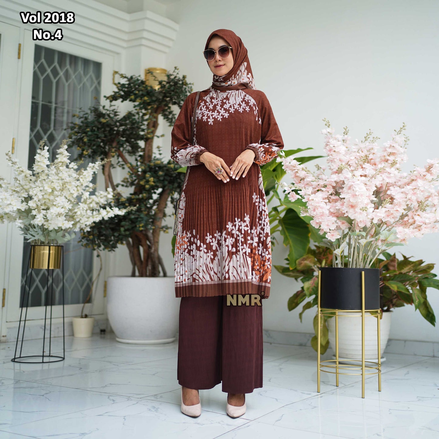 NMR Setelan Celana Kulot Tunik Katun Paris Plisket Vol 2018-4 ( Inc Hijab)
