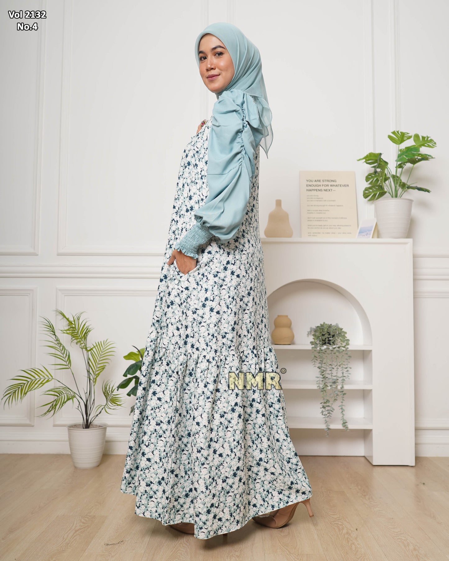 NMR Gamis MS Tangan Kerut Vol 2132-4 (Resleting Depan)