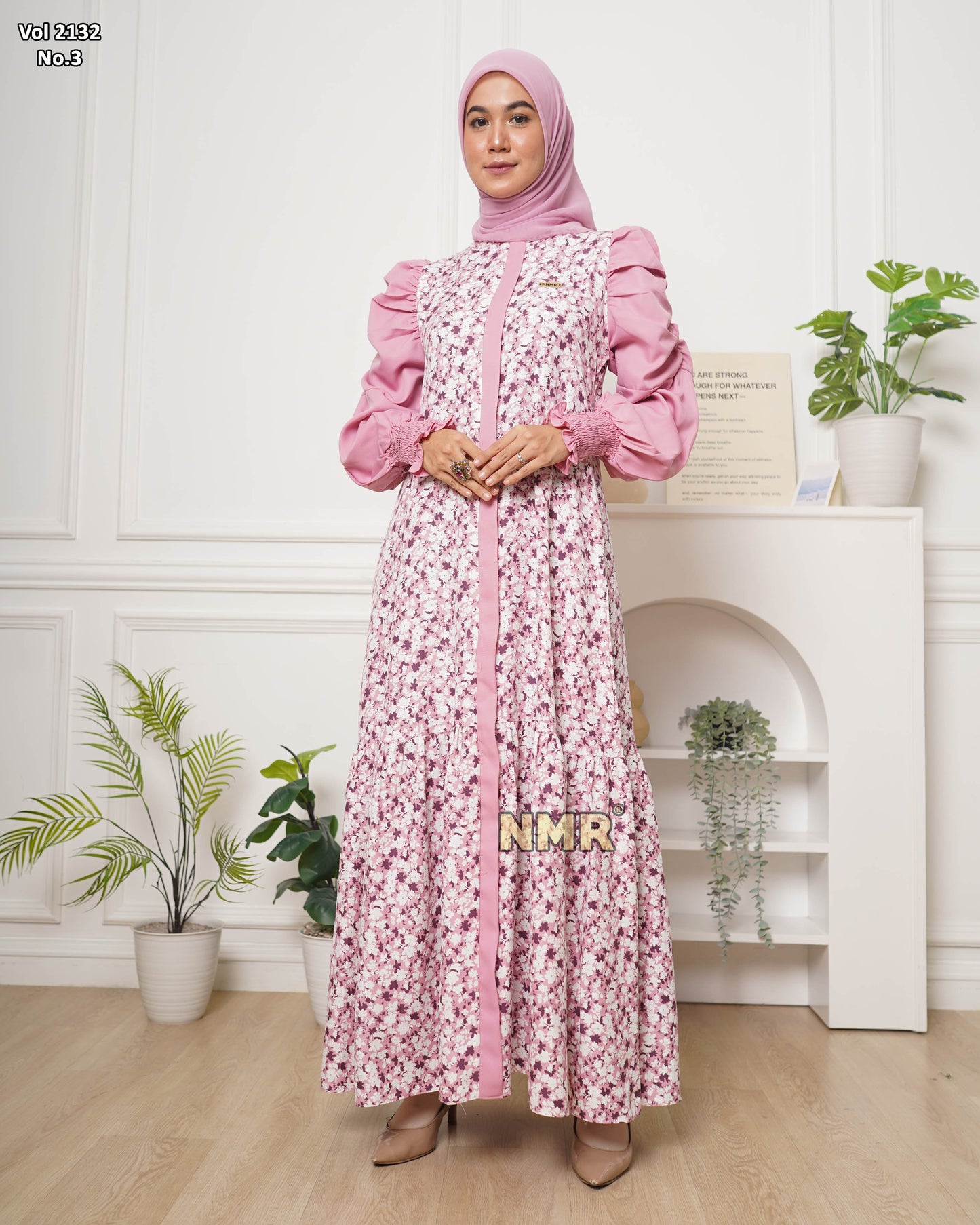 NMR Gamis MS Tangan Kerut Vol 2132-3 (Resleting Depan)