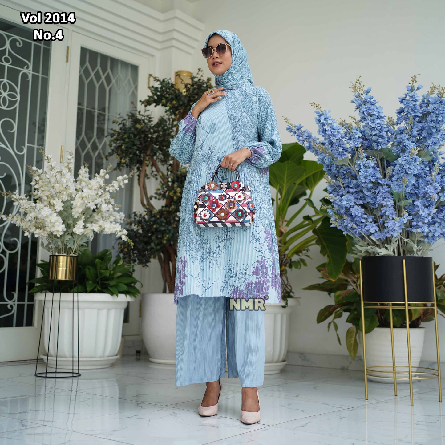 NMR Setelan Celana Kulot Tunik Katun Paris Plisket Vol 2014-4 ( Inc Hijab)