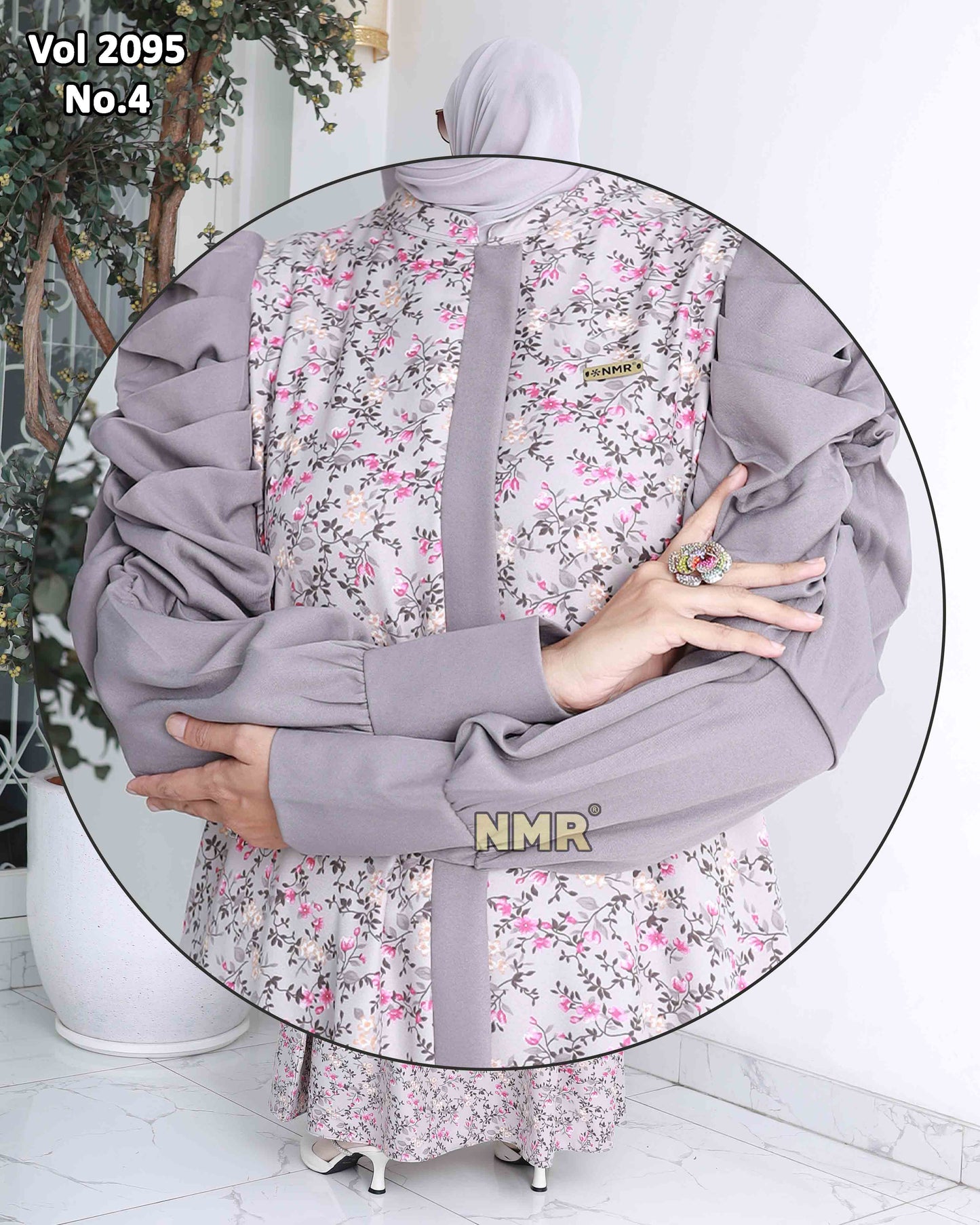 NMR Gamis MS Tangan Kerut Vol 2095-4 (Resleting Depan)