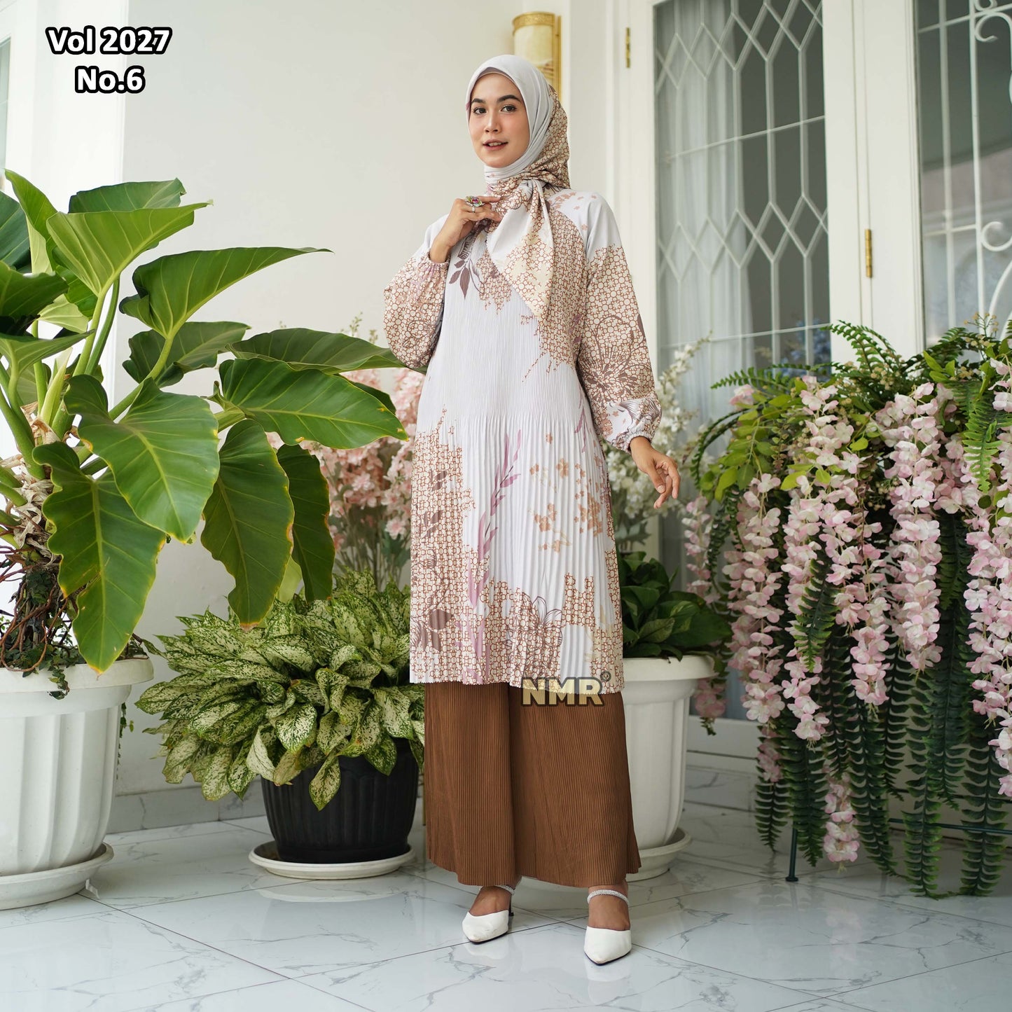 NMR Setelan Celana Kulot Tunik Katun Paris Plisket Vol 2027-6 ( Inc Hijab)