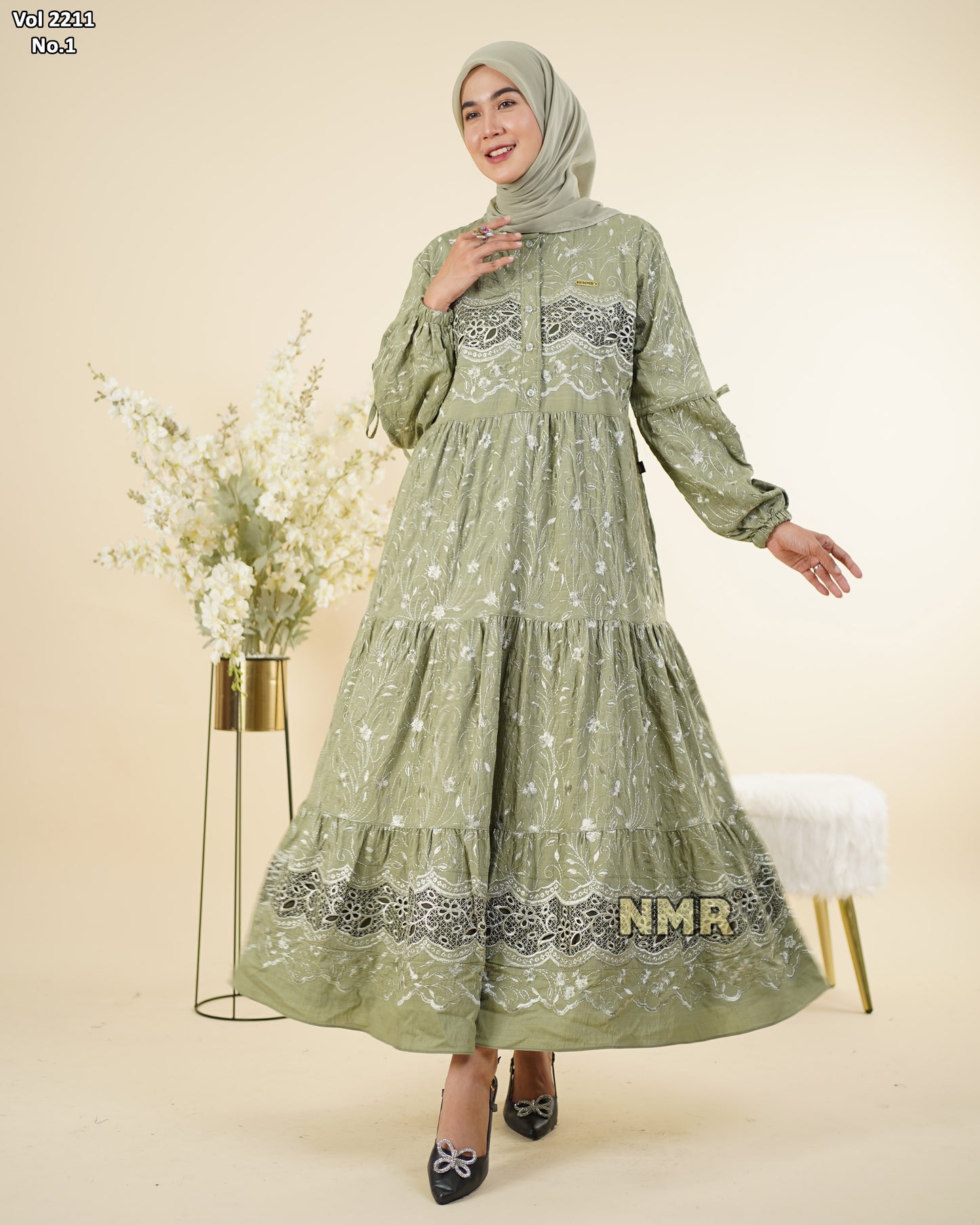 NMR Midi Dress Polo Linen Chemical Vol 2211-1