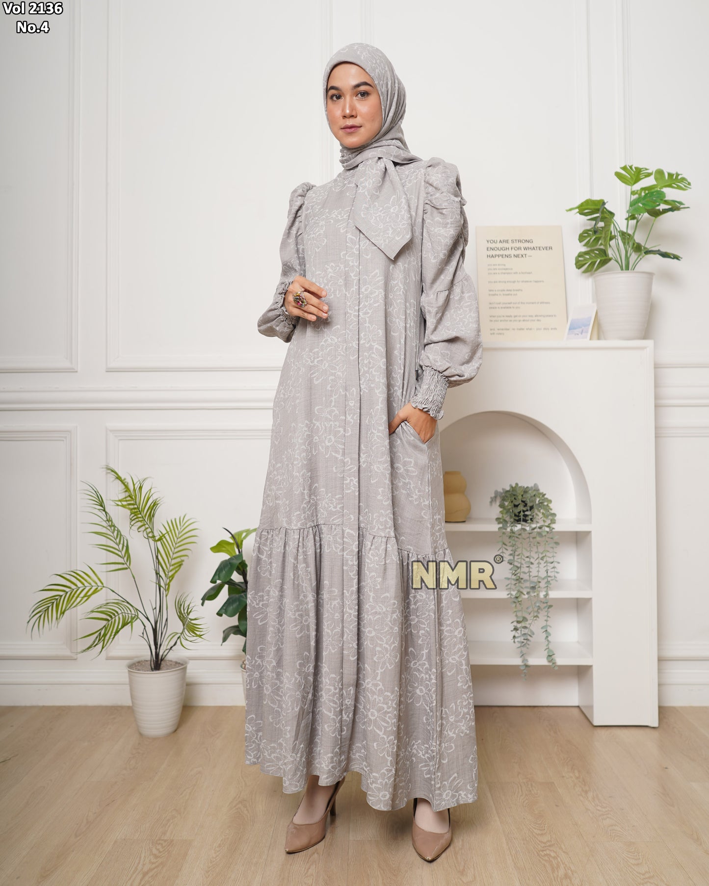 NMR Gamis Linen Venezia Lacquer Vol 2136-4 ( Inc Hijab)