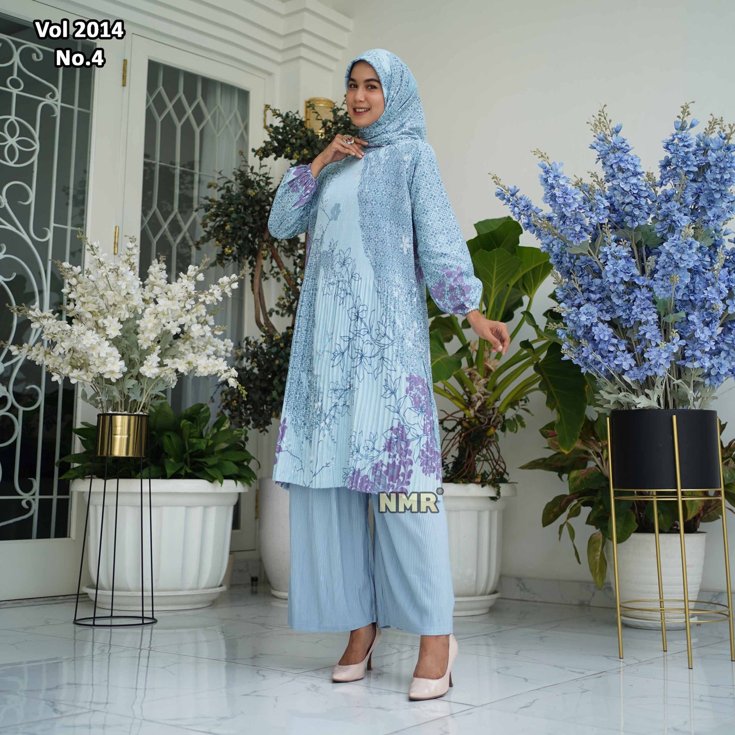 NMR Setelan Celana Kulot Tunik Katun Paris Plisket Vol 2014-4 ( Inc Hijab)