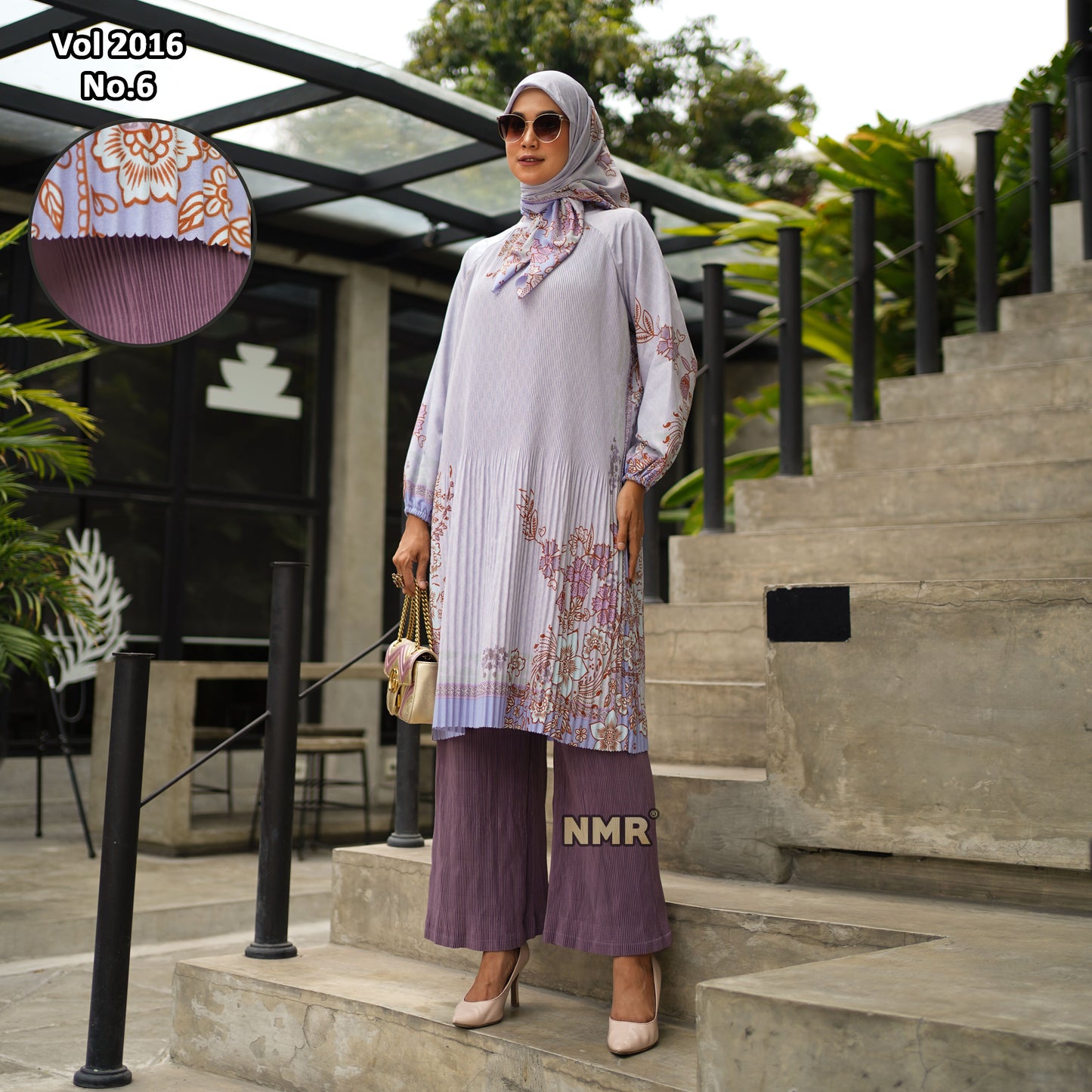NMR Setelan Celana Kulot Tunik Katun Paris Plisket Vol 2016-6 ( Inc Hijab)