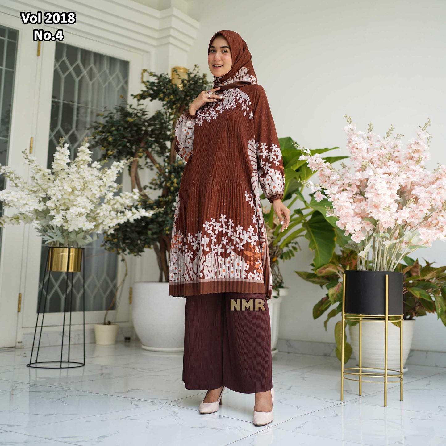 NMR Setelan Celana Kulot Tunik Katun Paris Plisket Vol 2018-4 ( Inc Hijab)