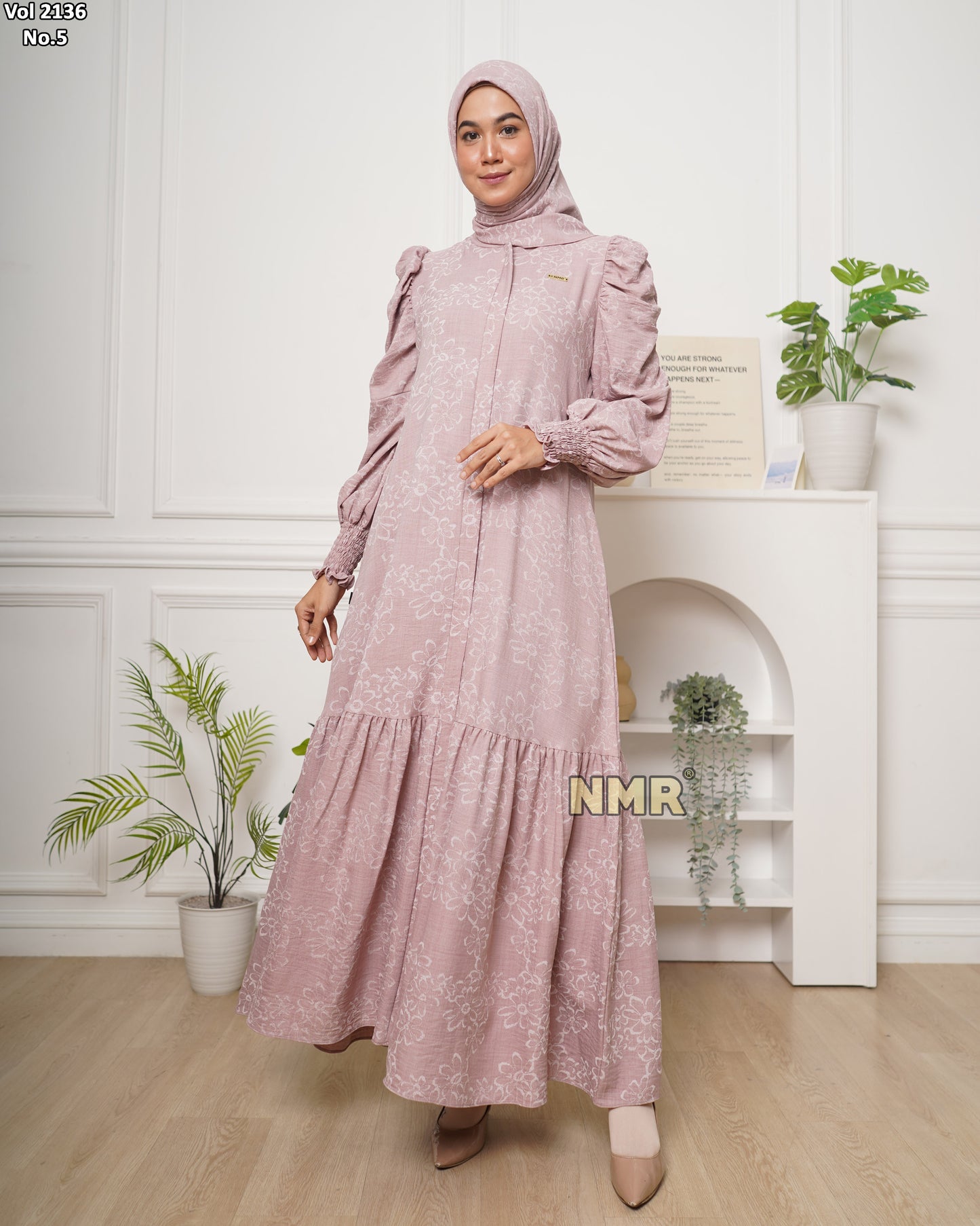 NMR Gamis Linen Venezia Lacquer Vol 2136-5 ( Inc Hijab)