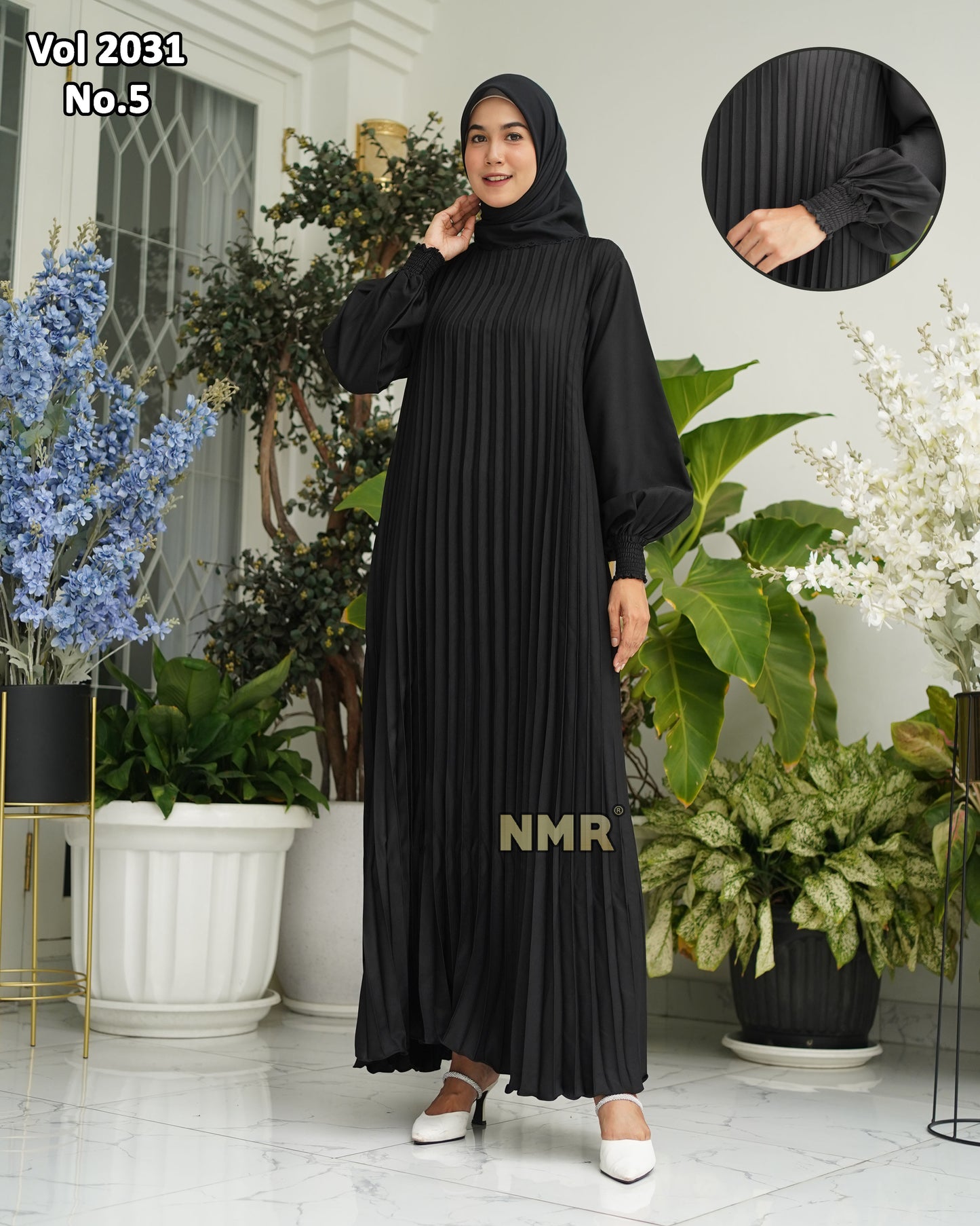 NMR Gamis MS Plisket Vol 2031-5 (Kancing Belakang)