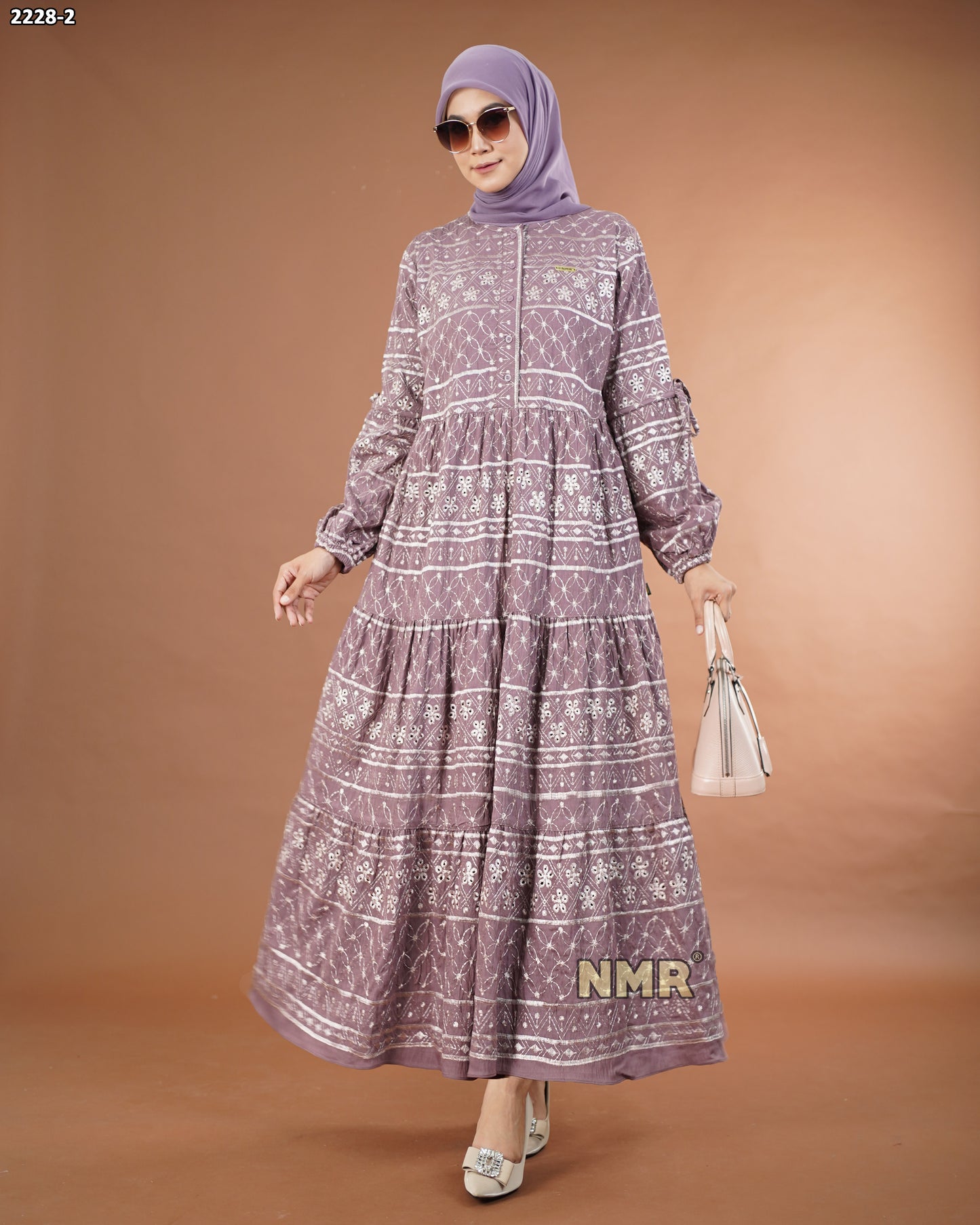 NMR Midi Dress Polo Linen Chemical Bordir Vol 2228-2