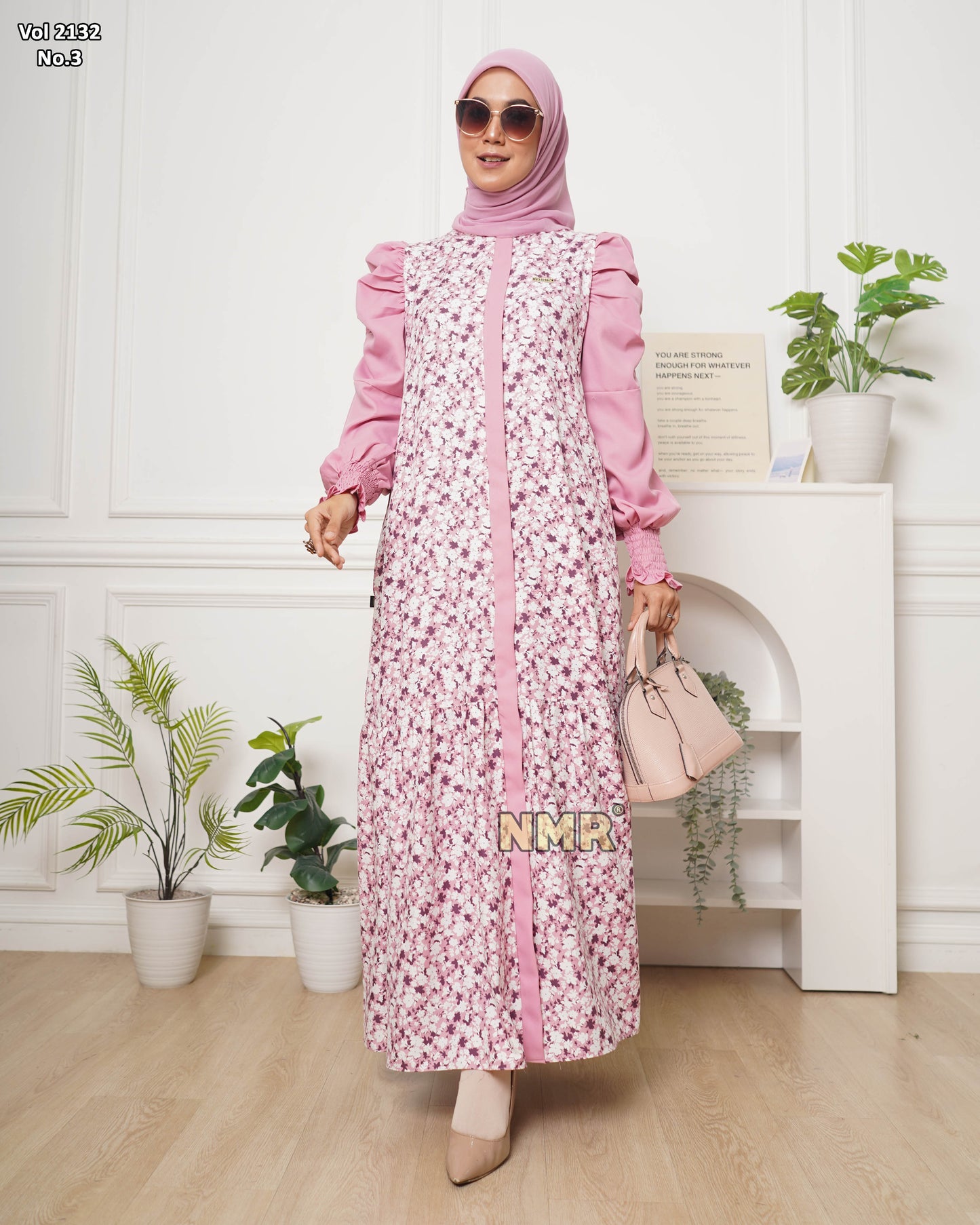 NMR Gamis MS Tangan Kerut Vol 2132-3 (Resleting Depan)