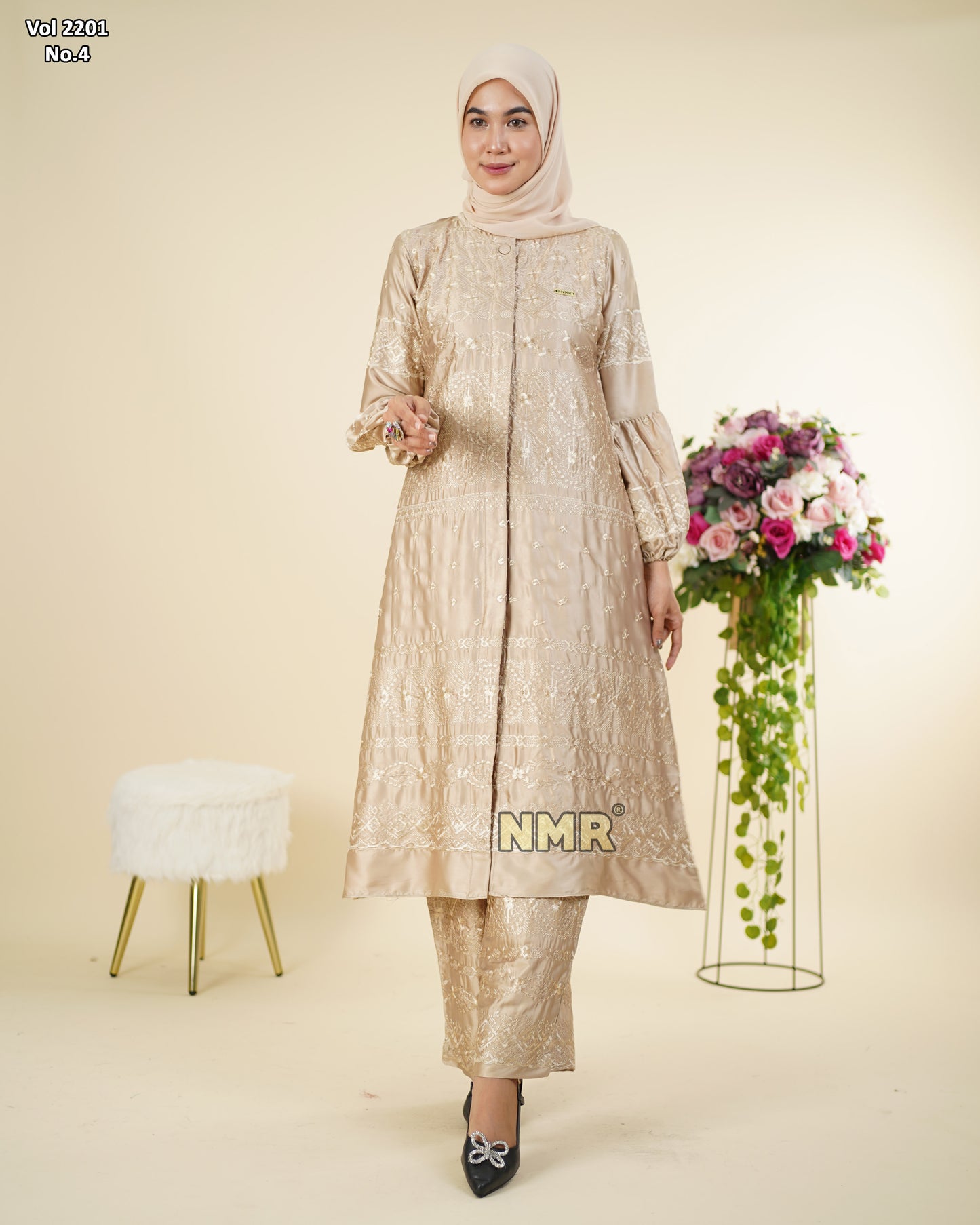 NMR Setelan Celana Tunik Armn Silk Bordir Vol 2201-4