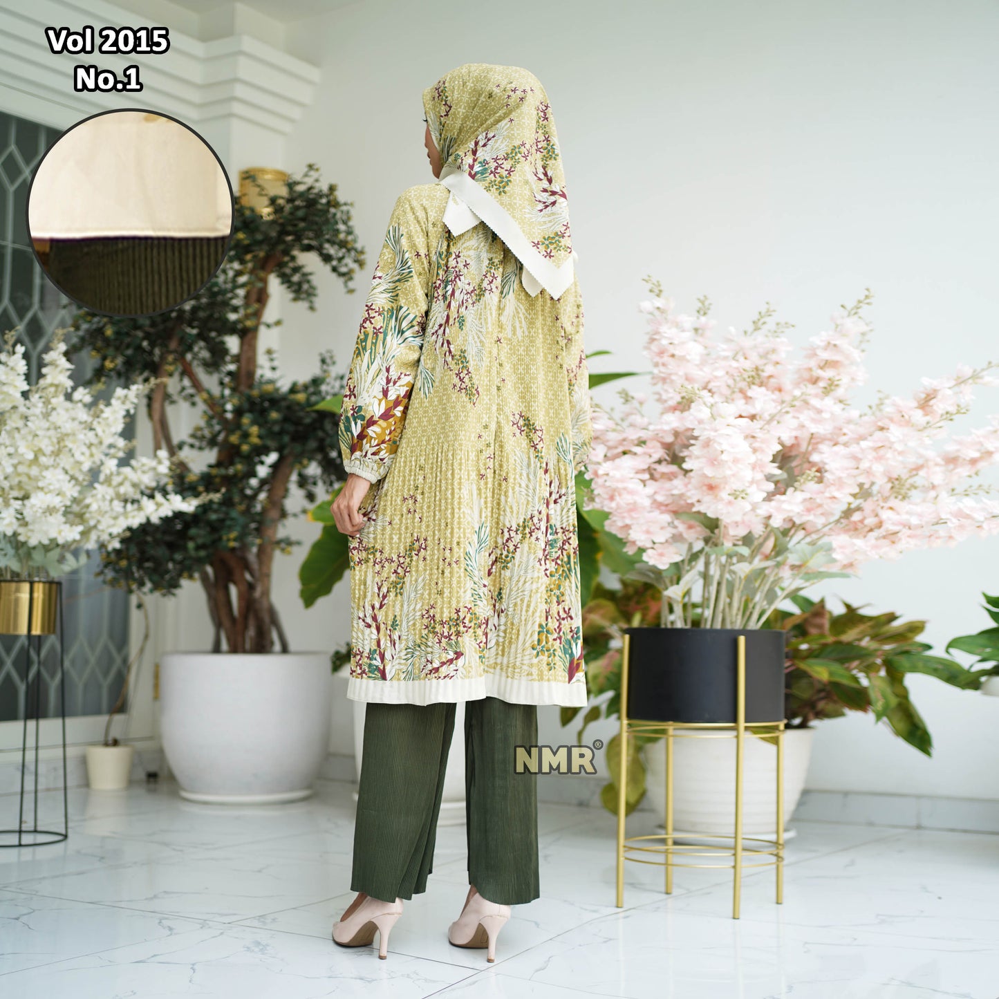 NMR Setelan Celana Kulot Tunik Katun Paris Plisket Vol 2015-1 ( Inc Hijab)