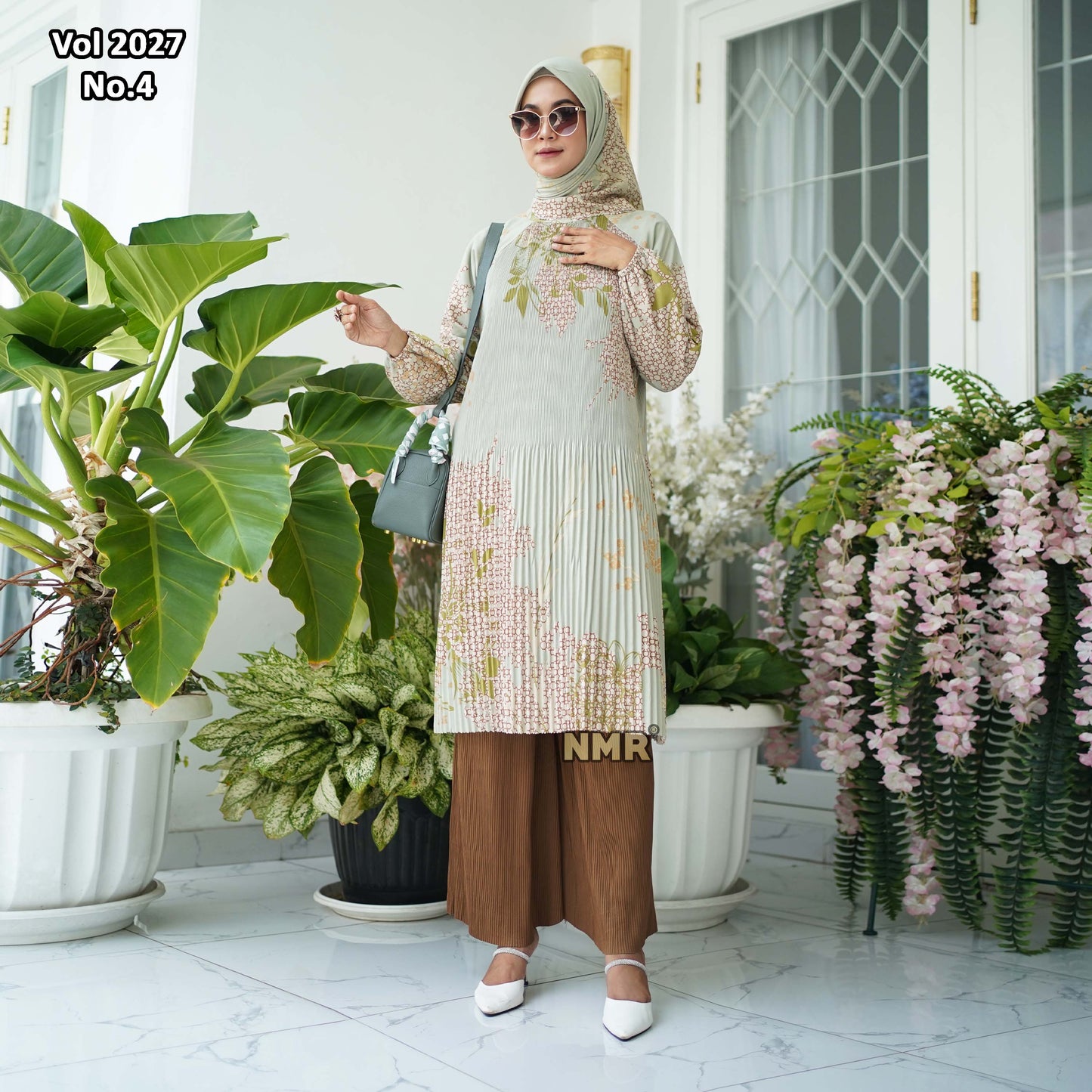 NMR Setelan Celana Kulot Tunik Katun Paris Plisket Vol 2027-4 ( Inc Hijab)
