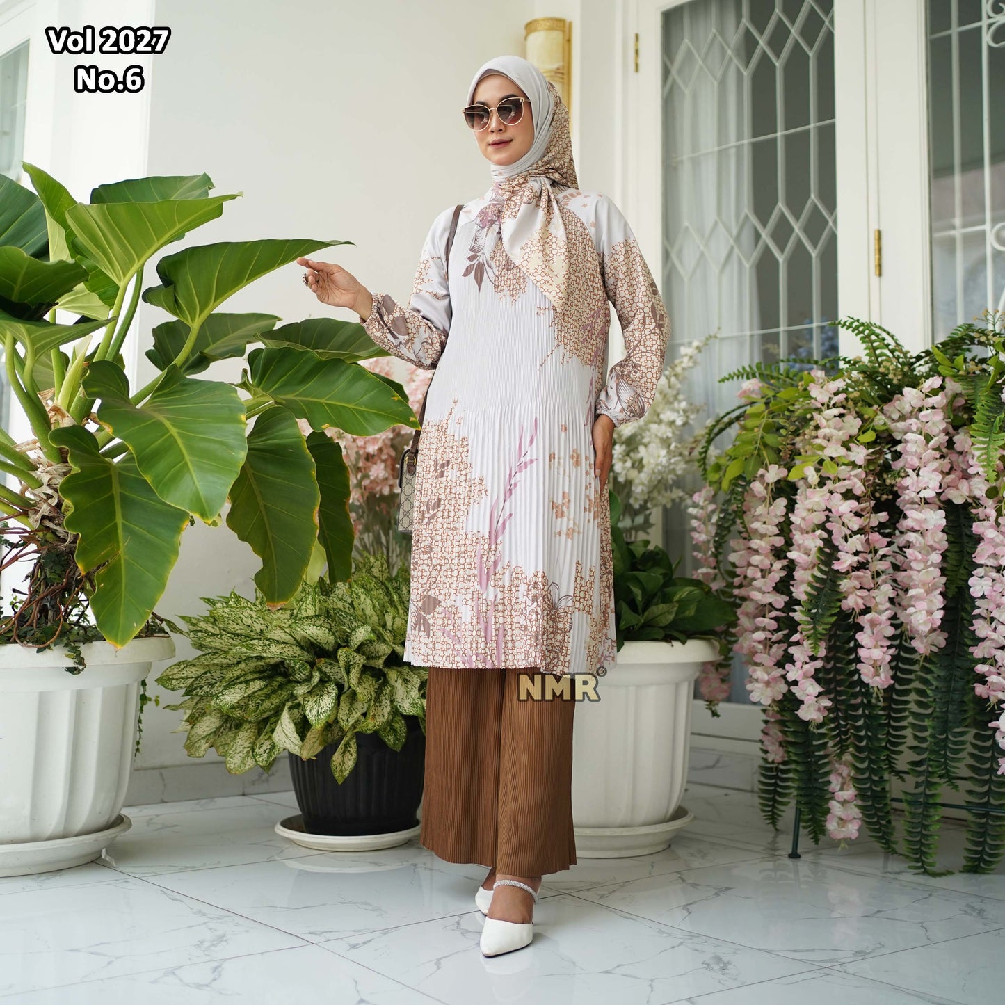 NMR Setelan Celana Kulot Tunik Katun Paris Plisket Vol 2027-6 ( Inc Hijab)
