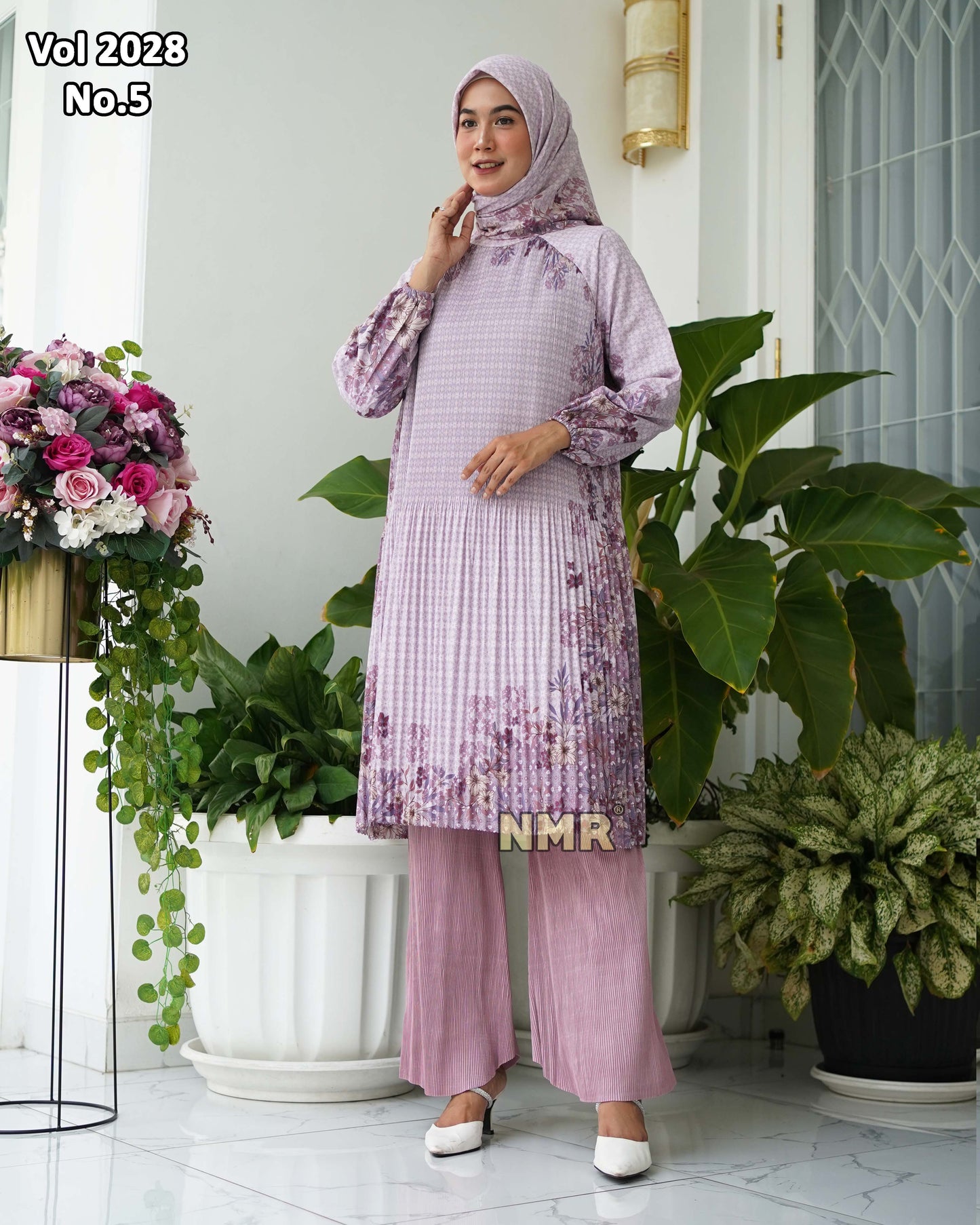 NMR Setelan Celana Kulot Tunik Katun Paris Plisket Vol 2028-5 ( Inc Hijab)