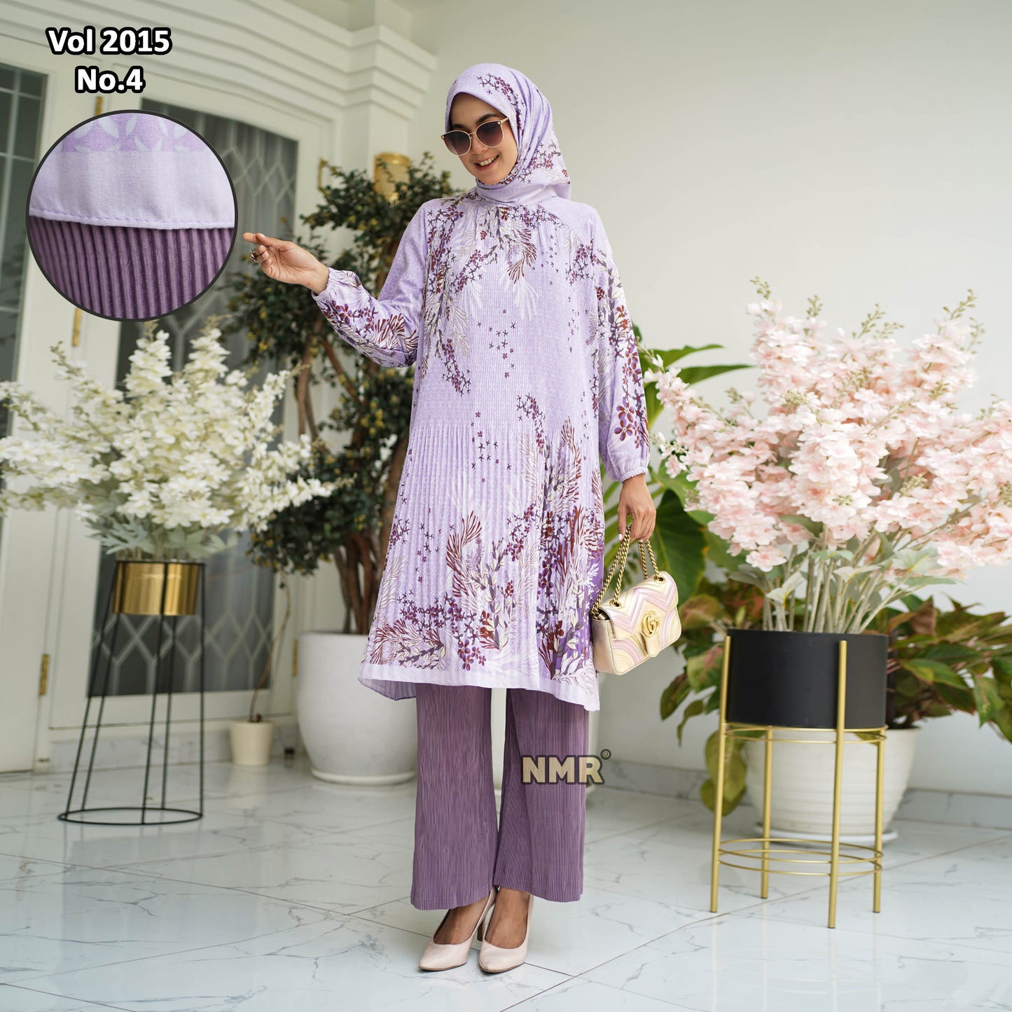 NMR Setelan Celana Kulot Tunik Katun Paris Plisket Vol 2015-4 ( Inc Hijab)