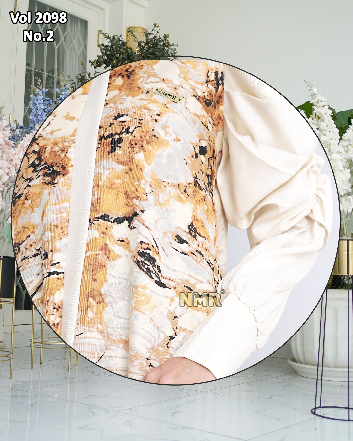 NMR Gamis MS Tangan Kerut Vol 2098-2 (Resleting Depan)