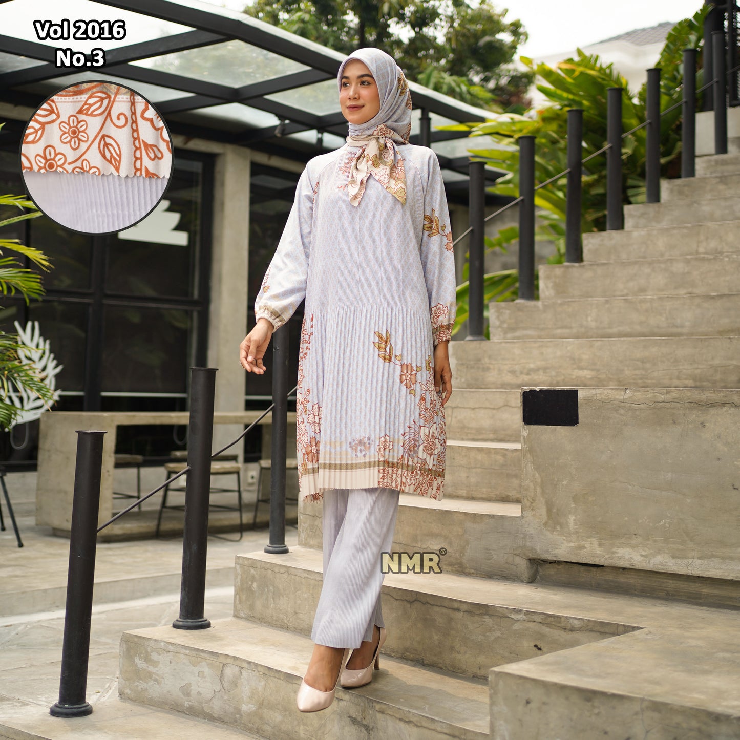 NMR Setelan Celana Kulot Tunik Katun Paris Plisket Vol 2016-3 ( Inc Hijab)