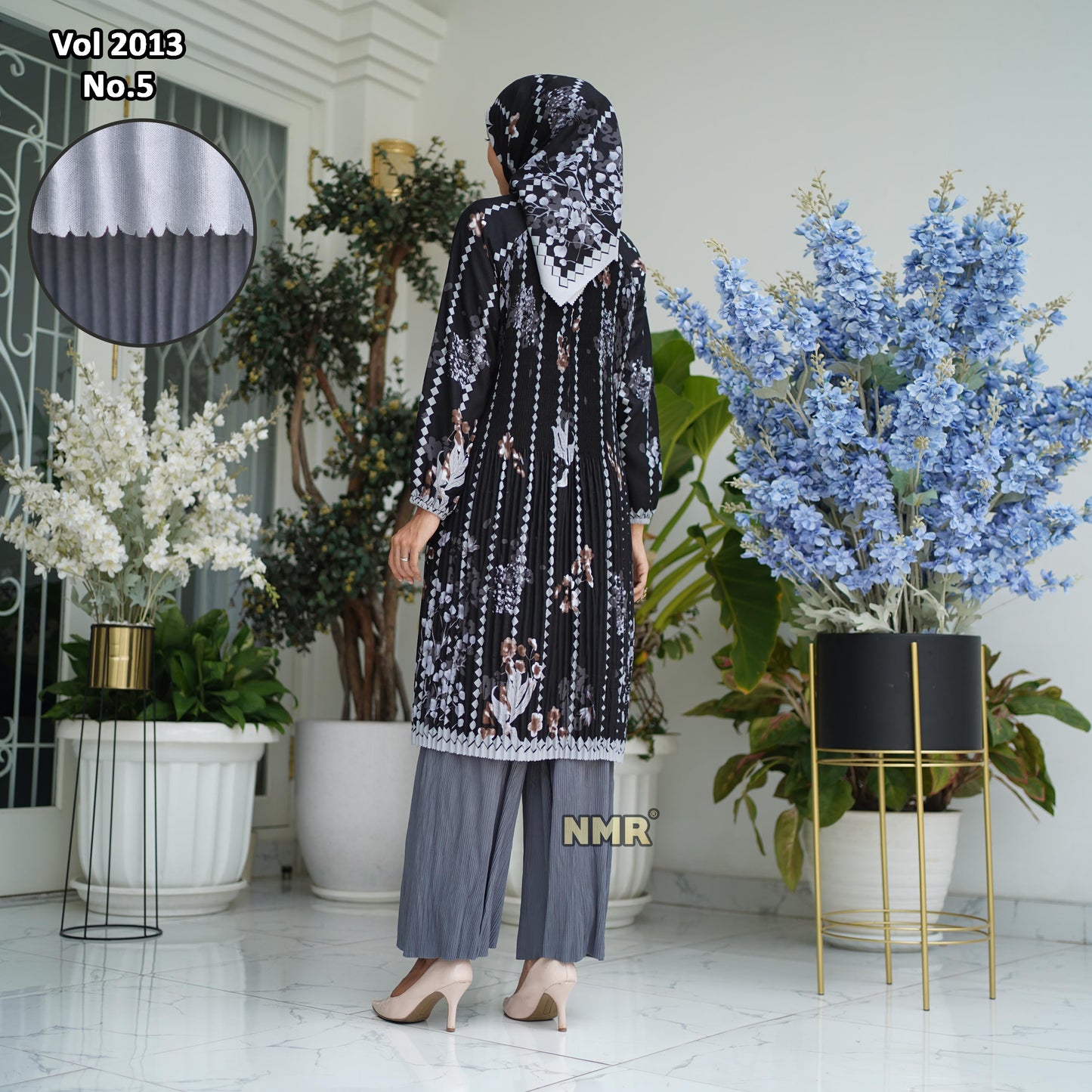 NMR Setelan Celana Kulot Tunik Katun Paris Plisket Vol 2013-5 ( Inc Hijab)